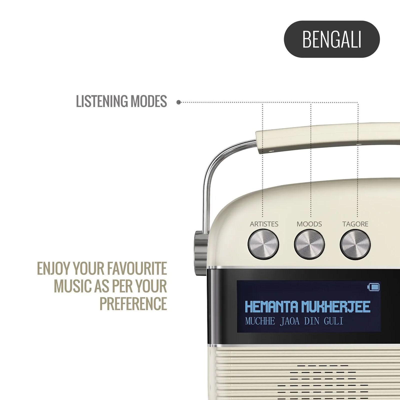 SAREGAMA Carvaan 6W Portable Bluetooth Speaker (5000 Pre Loaded Songs, Stereo Channel, Porcelain White)_11