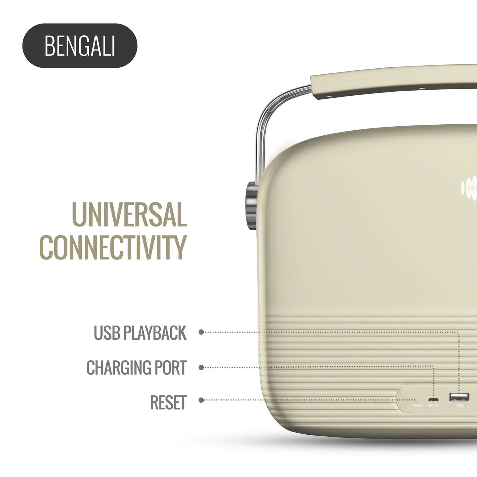 SAREGAMA Carvaan 6W Portable Bluetooth Speaker (5000 Pre Loaded Songs, Stereo Channel, Porcelain White)_16