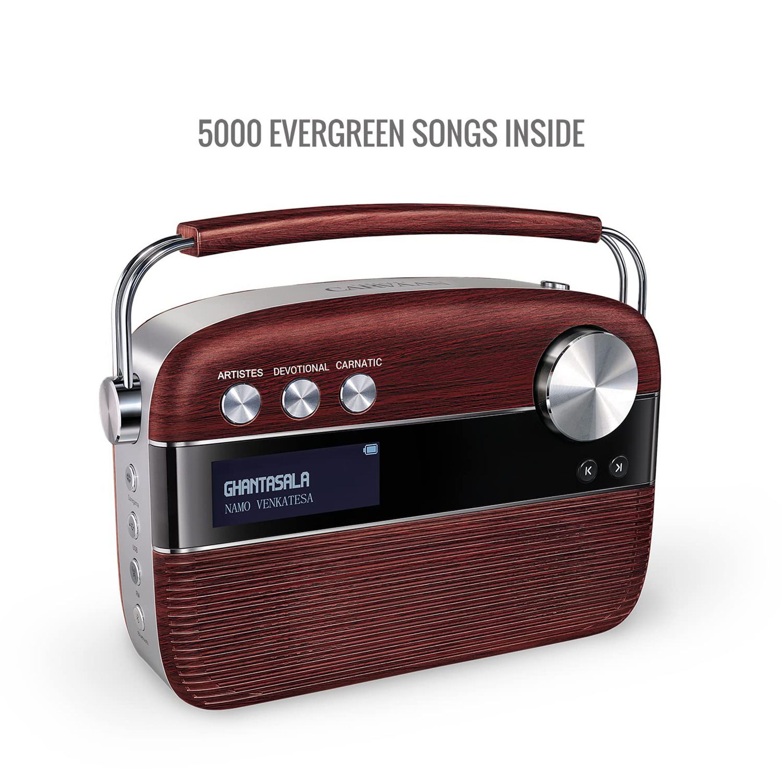 SAREGAMA Carvaan Telugu Music Player (50 Plus Dedicated Stations, SC03, Cherrywood Red)_6