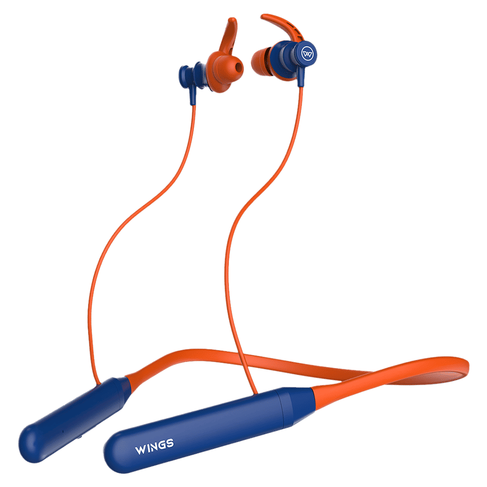 WINGS Phantom 110 Neckband with Environmental Noise Cancellation (IPX5 Water Resistant, 20 Hours of Playtime, Orange)_1