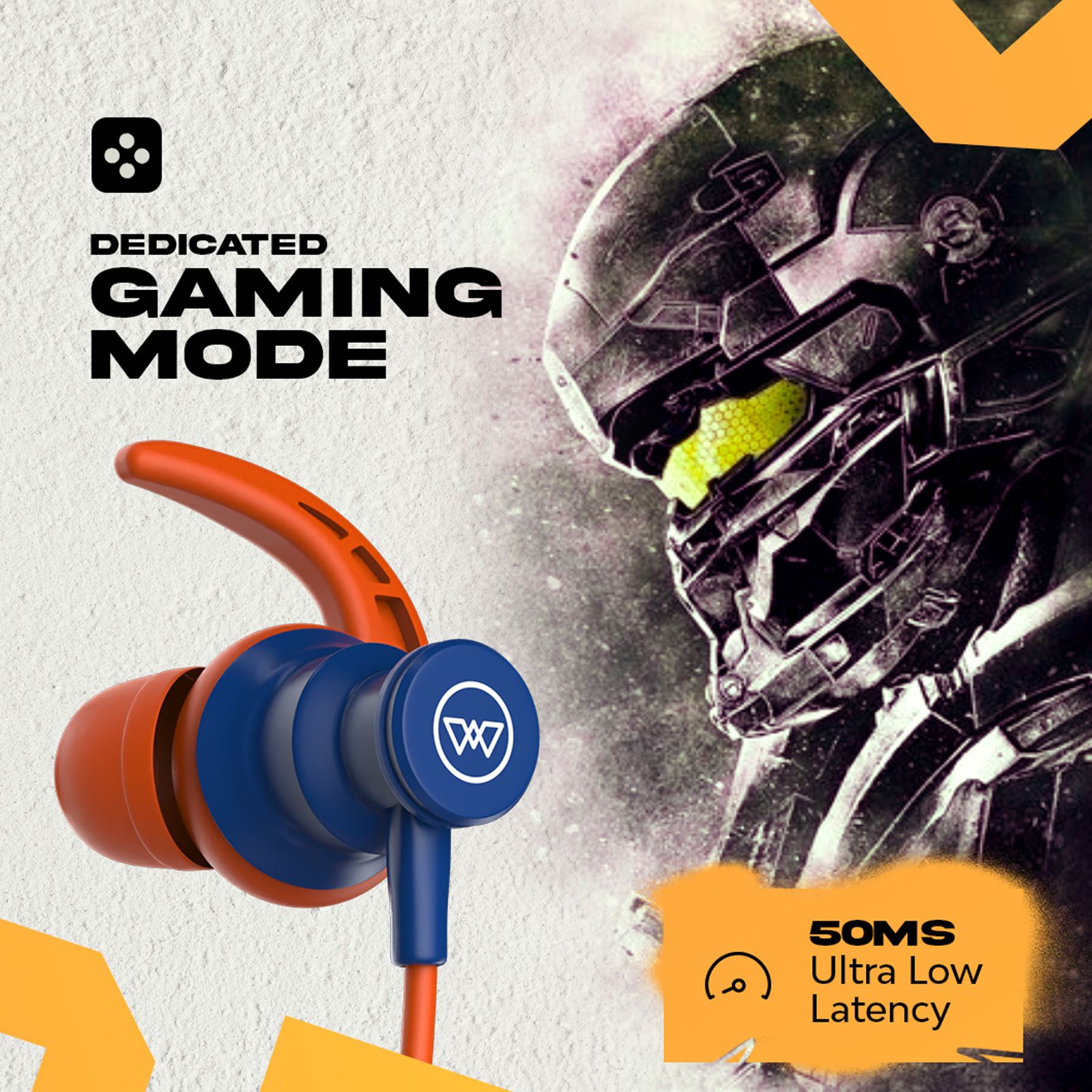 WINGS Phantom 110 Neckband with Environmental Noise Cancellation (IPX5 Water Resistant, 20 Hours of Playtime, Orange)_4