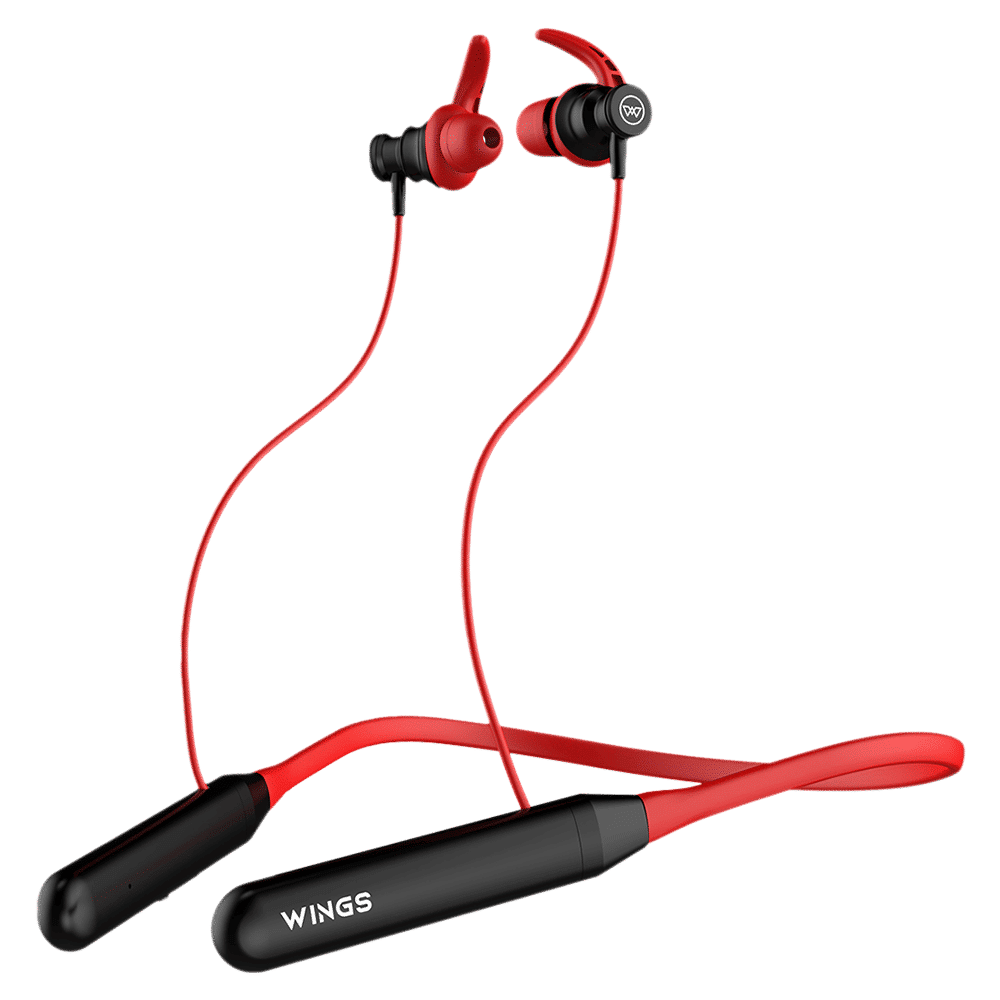 WINGS Phantom 110 Neckband with Environmental Noise Cancellation (IPX5 Water Resistant, 20 Hours of Playtime, Red)_1