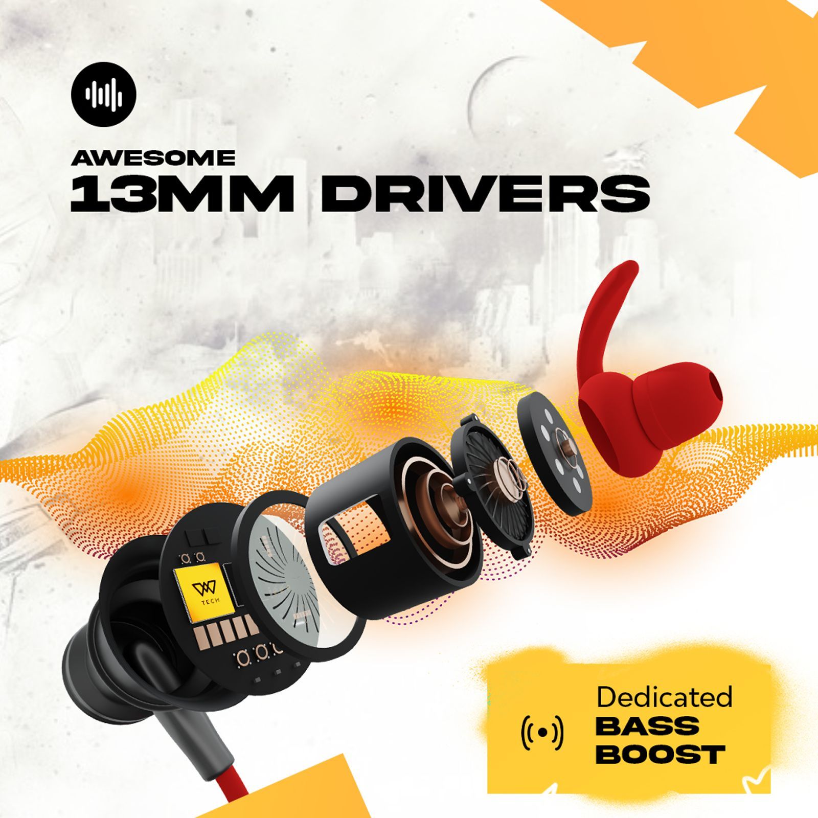 WINGS Phantom 110 Neckband with Environmental Noise Cancellation (IPX5 Water Resistant, 20 Hours of Playtime, Red)_7