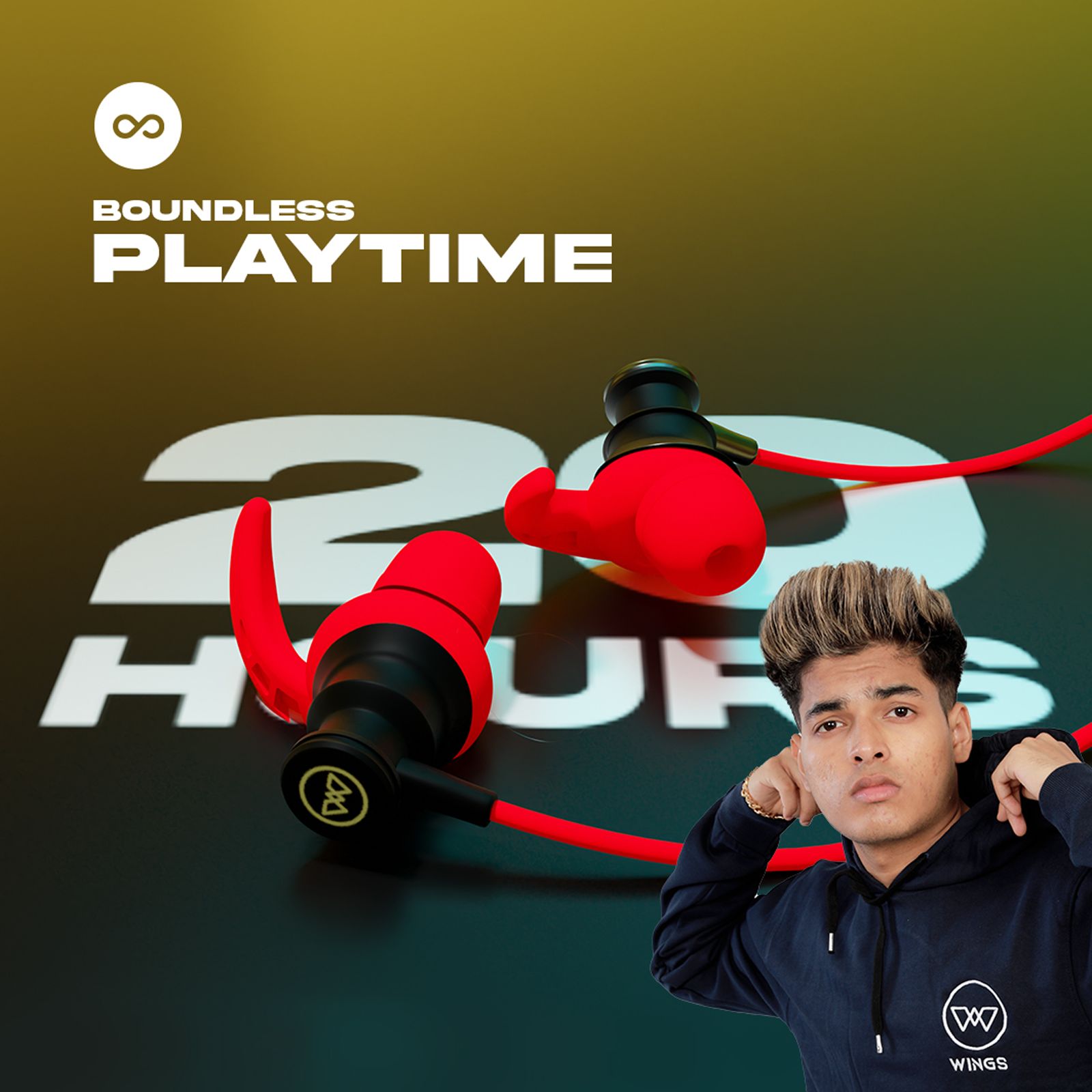 WINGS Phantom 110 Neckband with Environmental Noise Cancellation (IPX5 Water Resistant, 20 Hours of Playtime, Red)_9