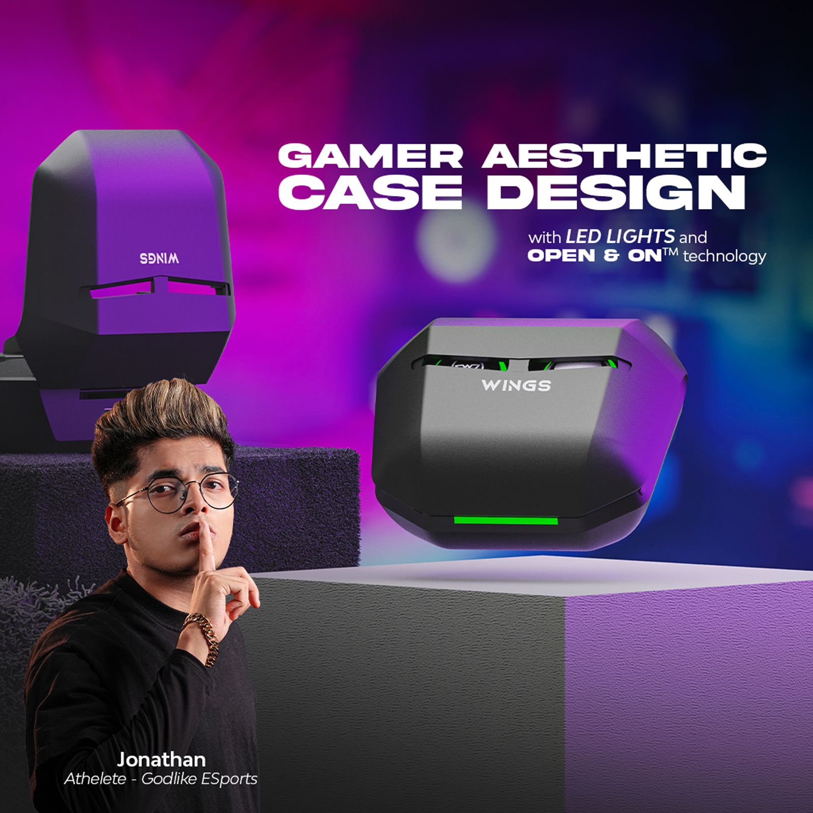 WINGS Phantom 200 TWS Earbuds with Environmental Noise Cancellation (IPX5 Water Resistant, 40ms Lower Latency, Black)_6