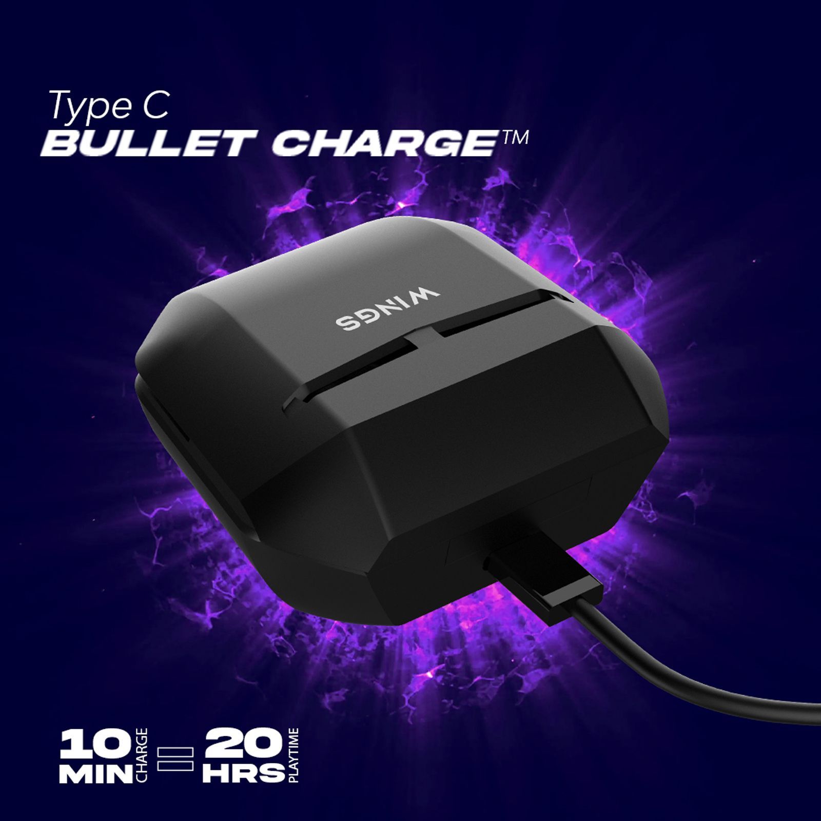 WINGS Phantom 200 TWS Earbuds with Environmental Noise Cancellation (IPX5 Water Resistant, 40ms Lower Latency, Black)_7