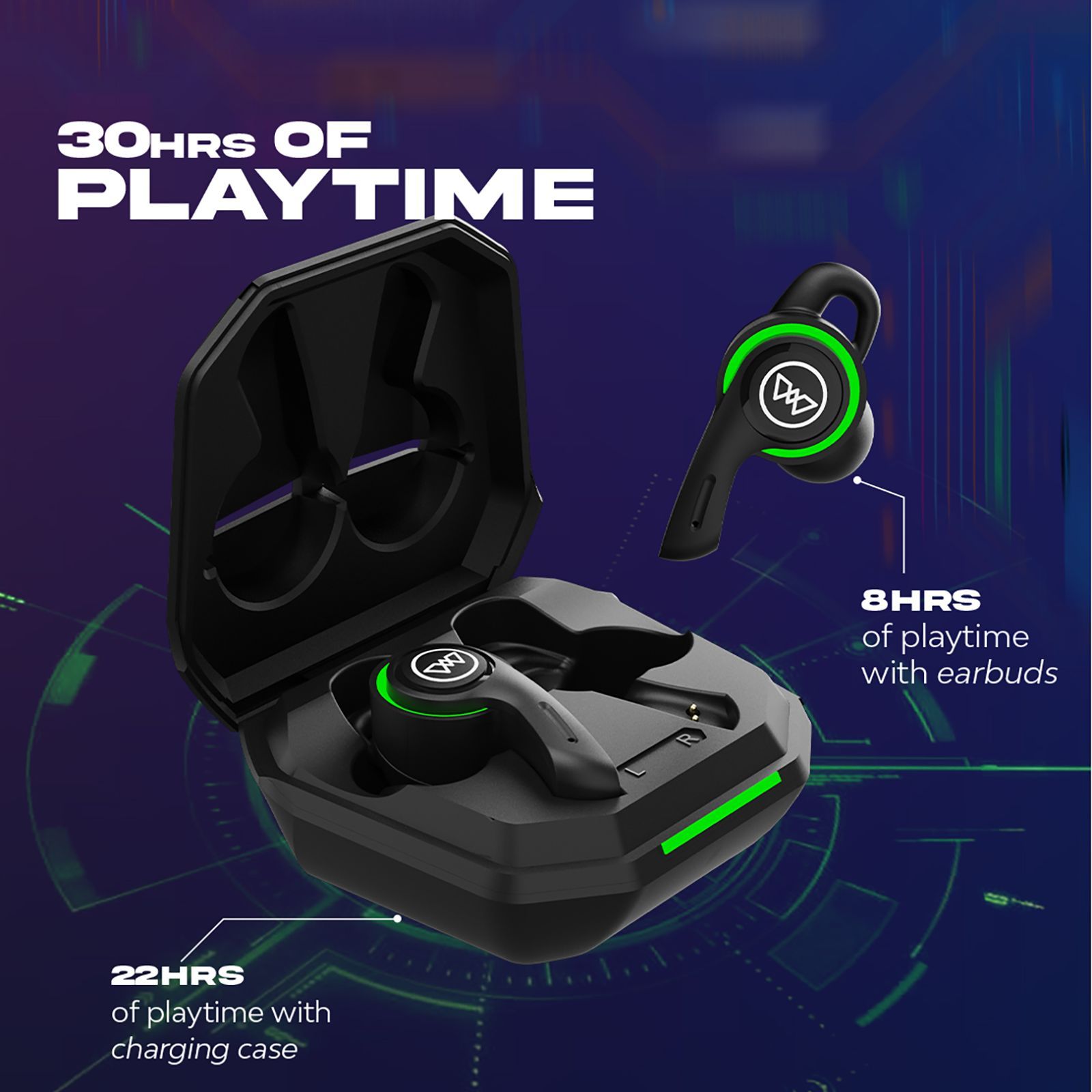 WINGS Phantom 200 TWS Earbuds with Environmental Noise Cancellation (IPX5 Water Resistant, 40ms Lower Latency, Black)_3