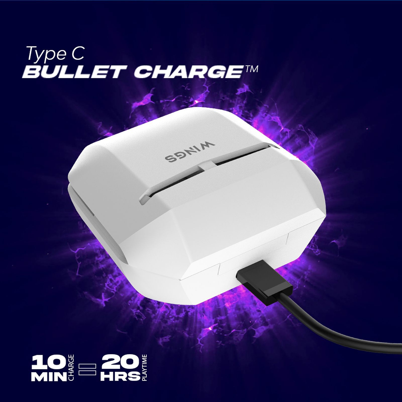 WINGS Phantom 200 TWS Earbuds with Environmental Noise Cancellation (IPX5 Water Resistant, 40ms Low Latency, White)_5