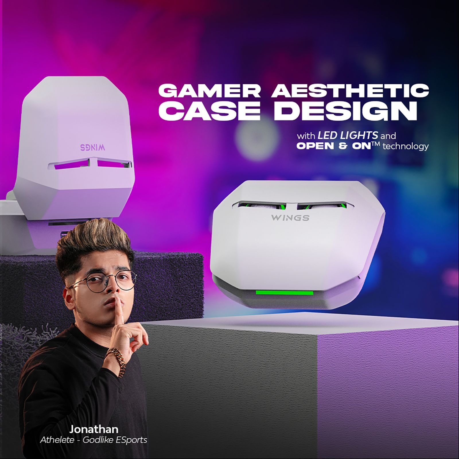 WINGS Phantom 200 TWS Earbuds with Environmental Noise Cancellation (IPX5 Water Resistant, 40ms Low Latency, White)_3