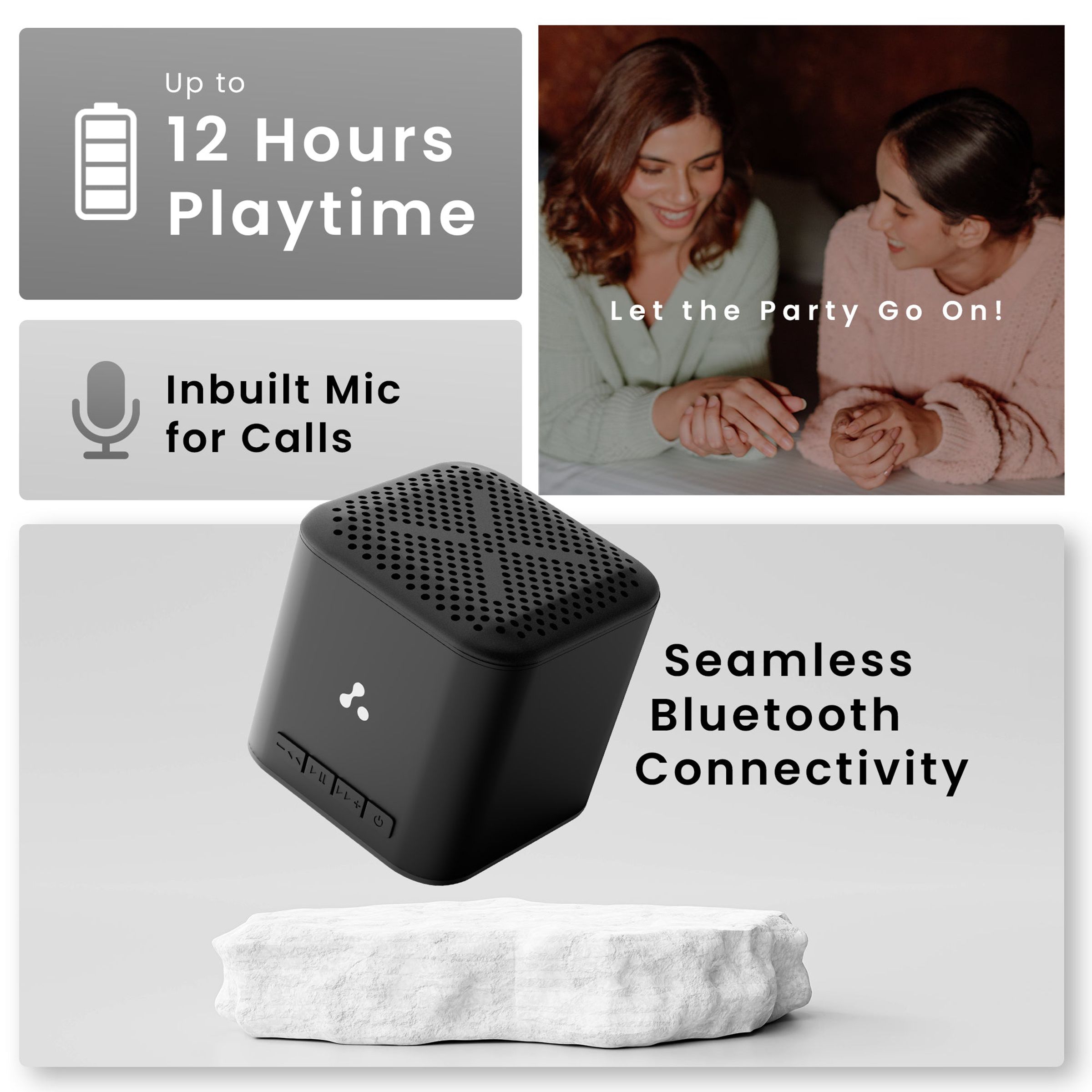 ambrane Evoke Cube Plus 5W Portable Bluetooth Speaker (12 Hours Playback Time, Black)_5