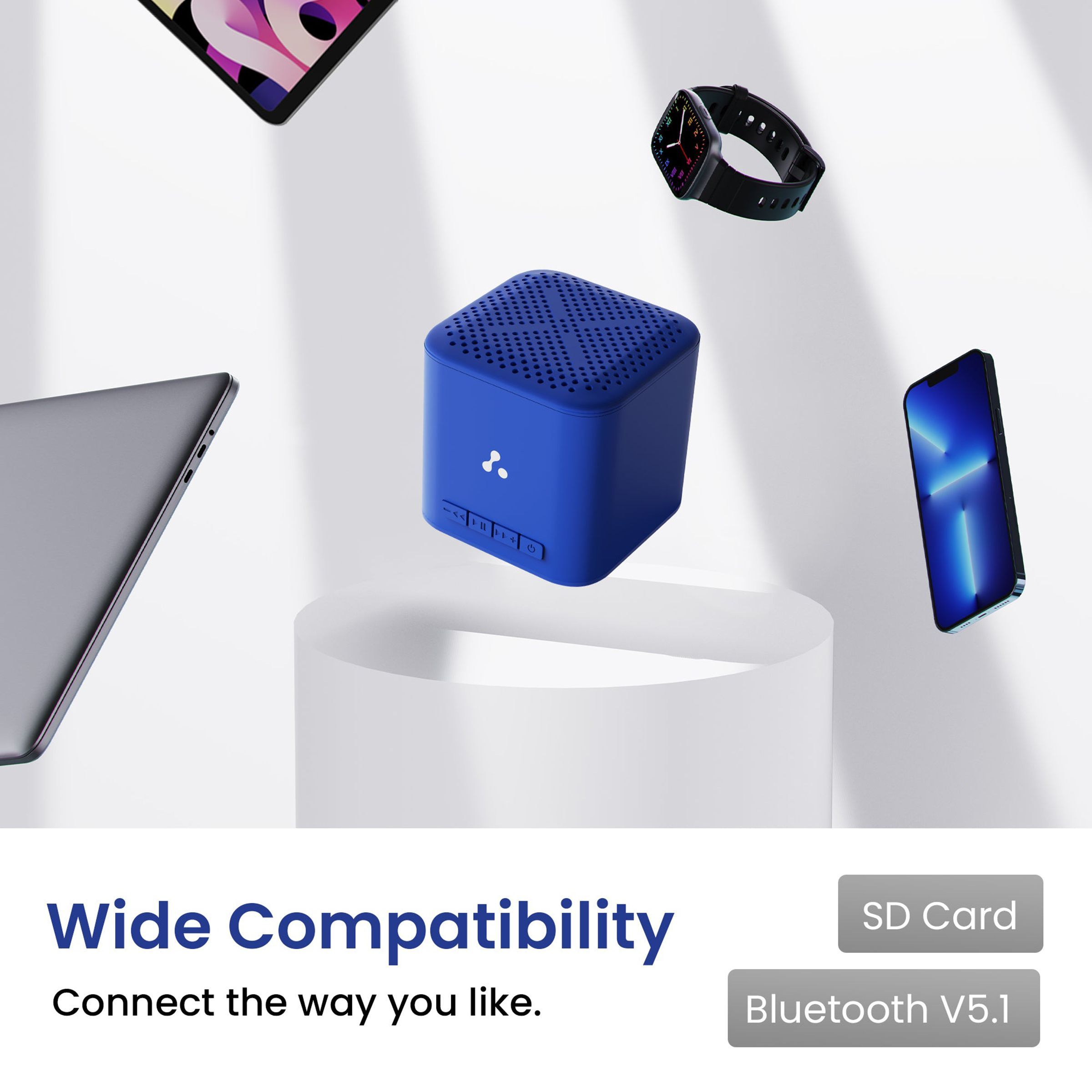 ambrane Evoke Cube Plus 5W Portable Bluetooth Speaker (12 Hours Playback Time, Blue)_3