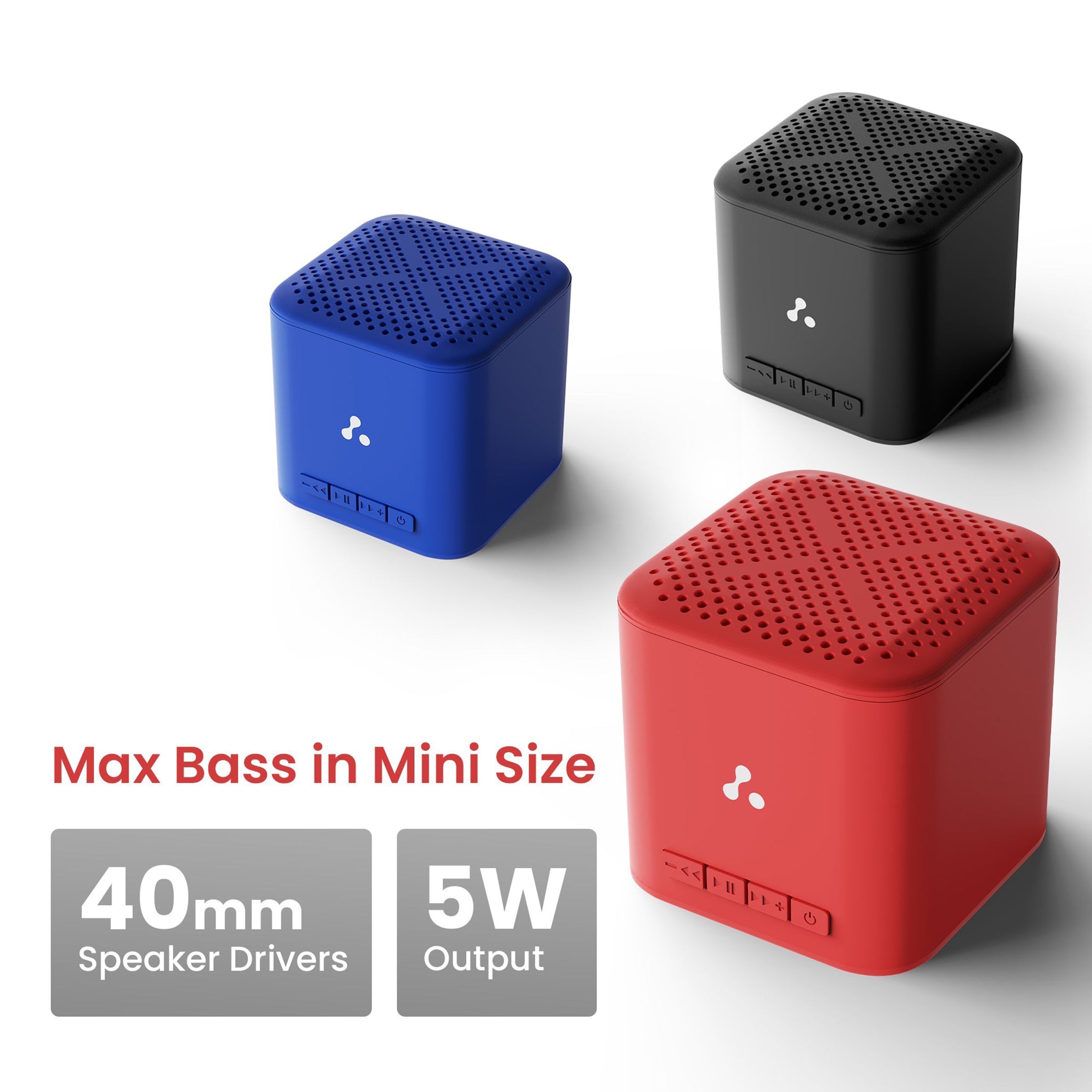 ambrane Evoke Cube Plus 5W Portable Bluetooth Speaker (12 Hours Playback Time, Red)_6
