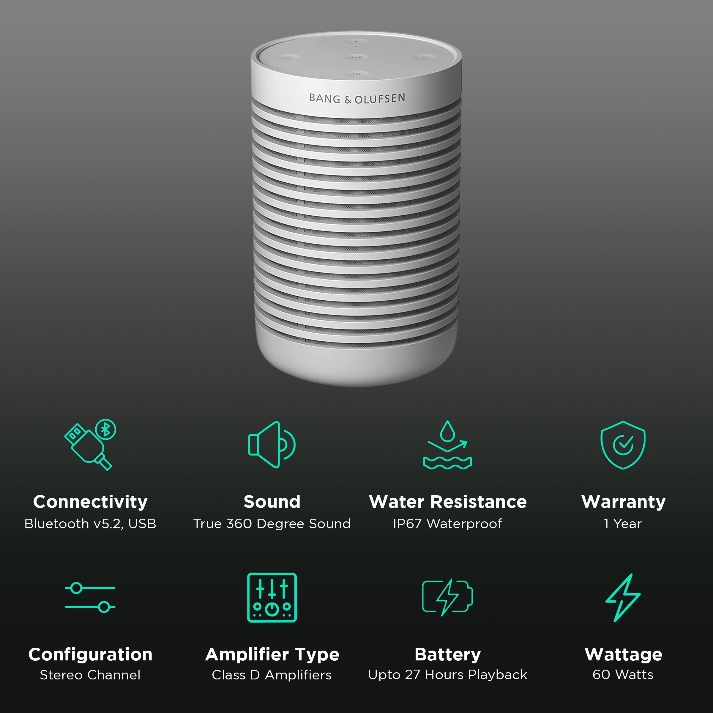 Bang & Olufsen Beosound Explore 60W Portable Bluetooth Speaker (IP67 Waterproof, True360 Sound, Stereo Channel, Grey Mist) Bang & Olufsen Beosound Explore 60W Portable Bluetooth Speaker (IP67 Waterproof, True360 Sound, Stereo Channel, Grey Mist)_2