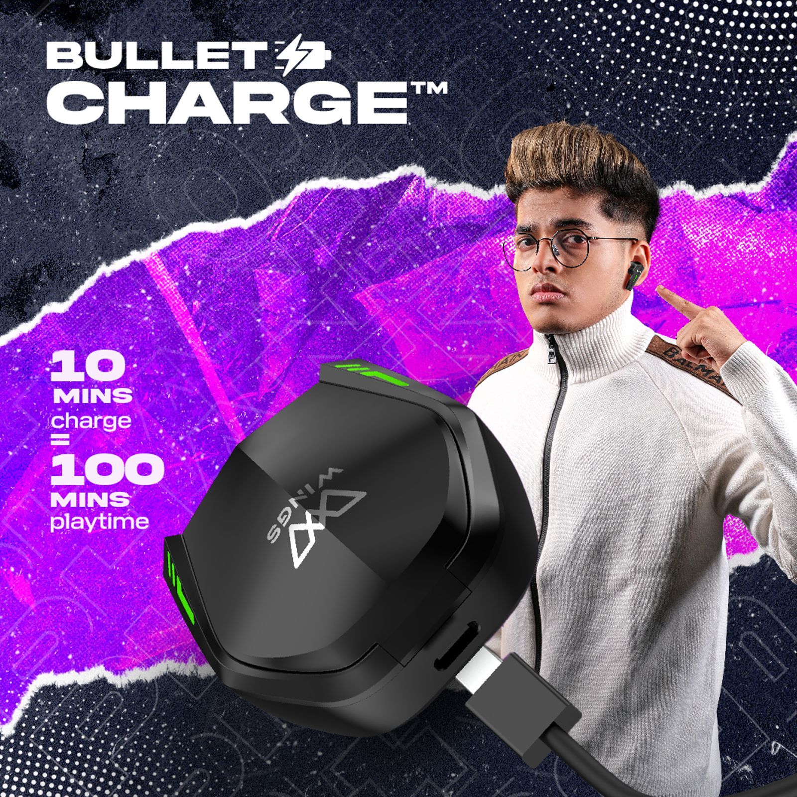 WINGS Phantom 800 TWS Earbuds with Environmental Noise Cancellation (IPX5 Water Resistant, Ultra Low Latency, Black)_12