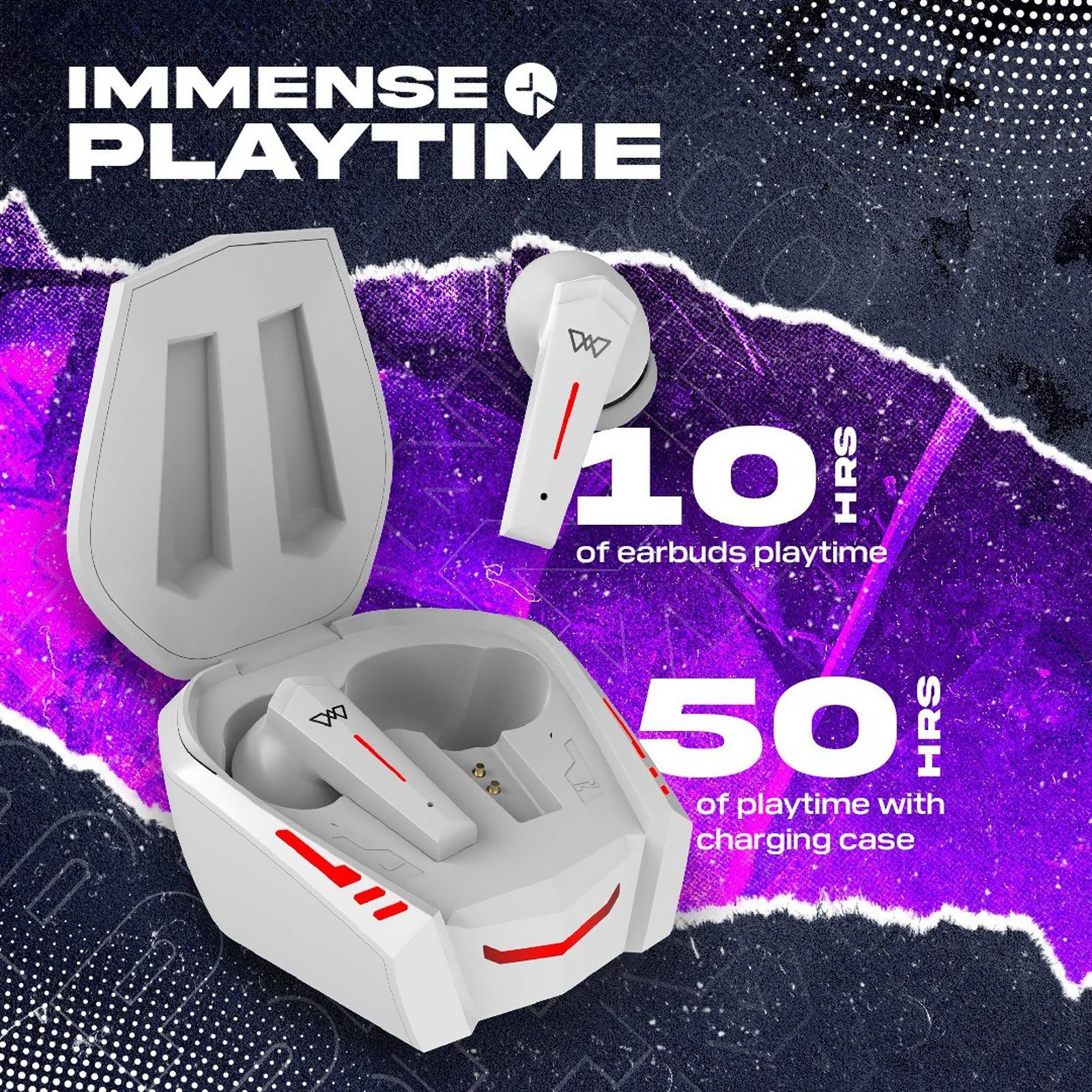 WINGS Phantom 800 TWS Earbuds with Environmental Noise Cancellation (IPX5 Water Resistant, Upto 50 Hours Playback, White)_8