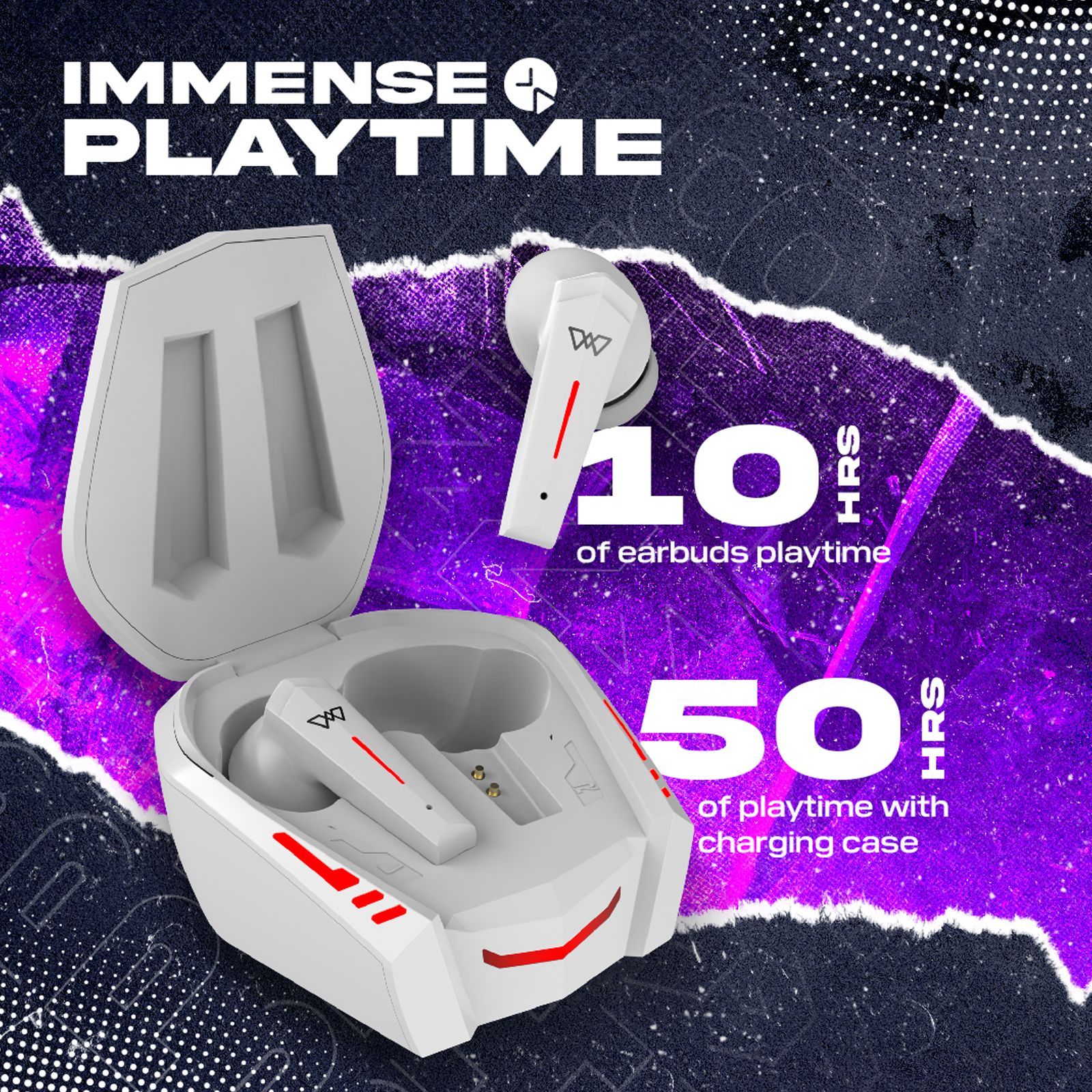 WINGS Phantom 800 TWS Earbuds with Environmental Noise Cancellation (IPX5 Water Resistant, Upto 50 Hours Playback, White)_12