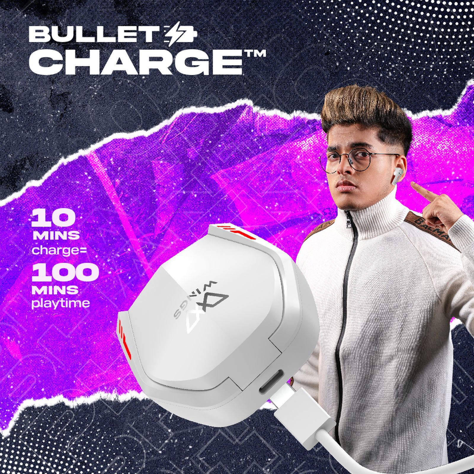 WINGS Phantom 800 TWS Earbuds with Environmental Noise Cancellation (IPX5 Water Resistant, Upto 50 Hours Playback, White)_15