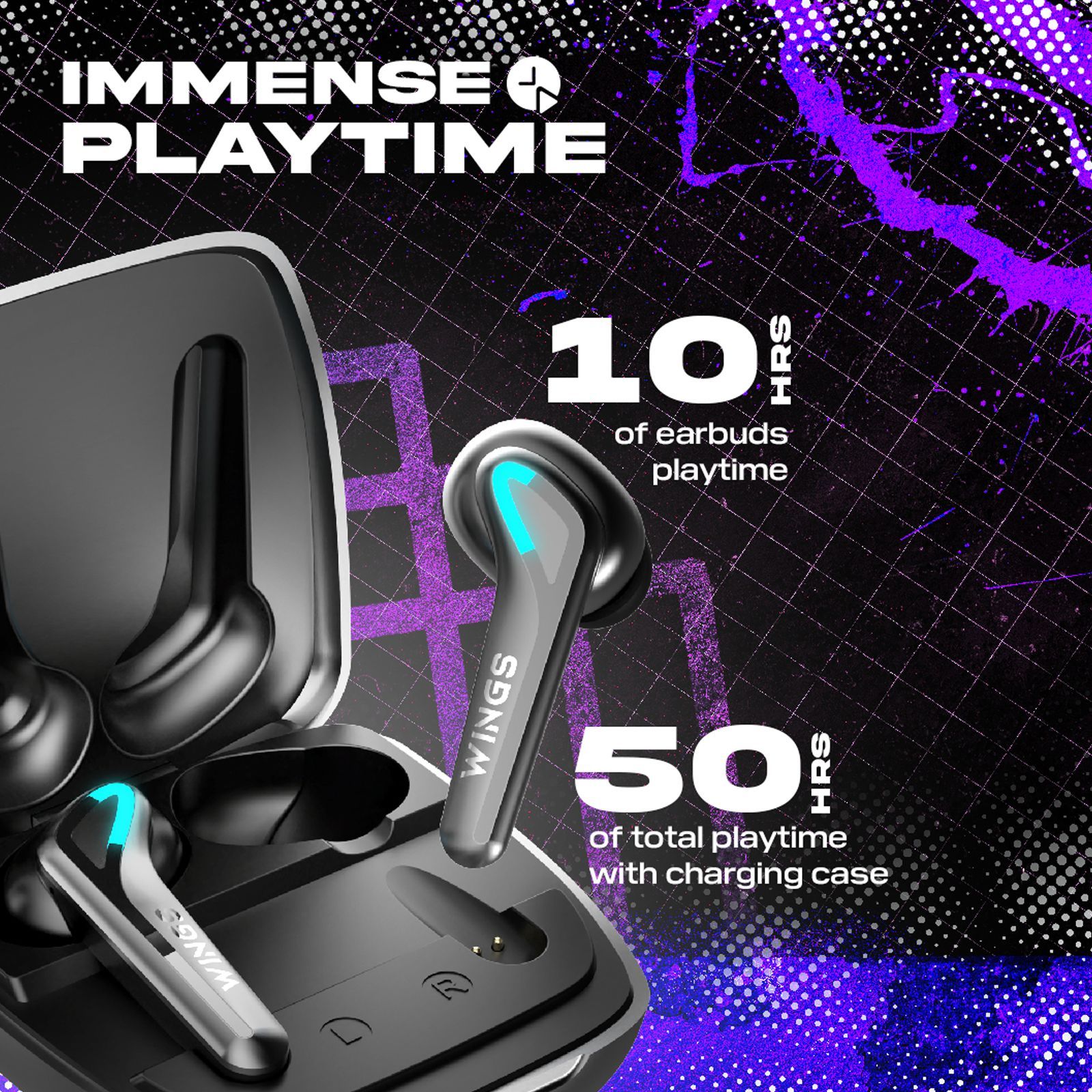 WINGS Phantom 760 TWS Earbuds with Environmental Noise Cancellation (IPX5 Water Resistant, 40ms Ultra Low Latency Game Mode, Grey)_9