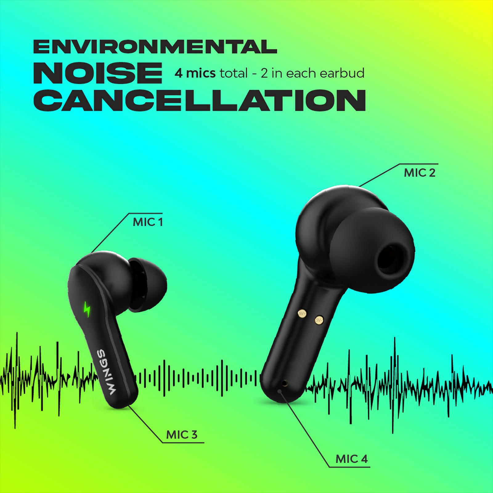 WINGS Phantom 260 TWS Earbuds with Environmental Noise Cancellation (IPX5 Water Resistant, Upto 30 Hours Playback, Black)_4