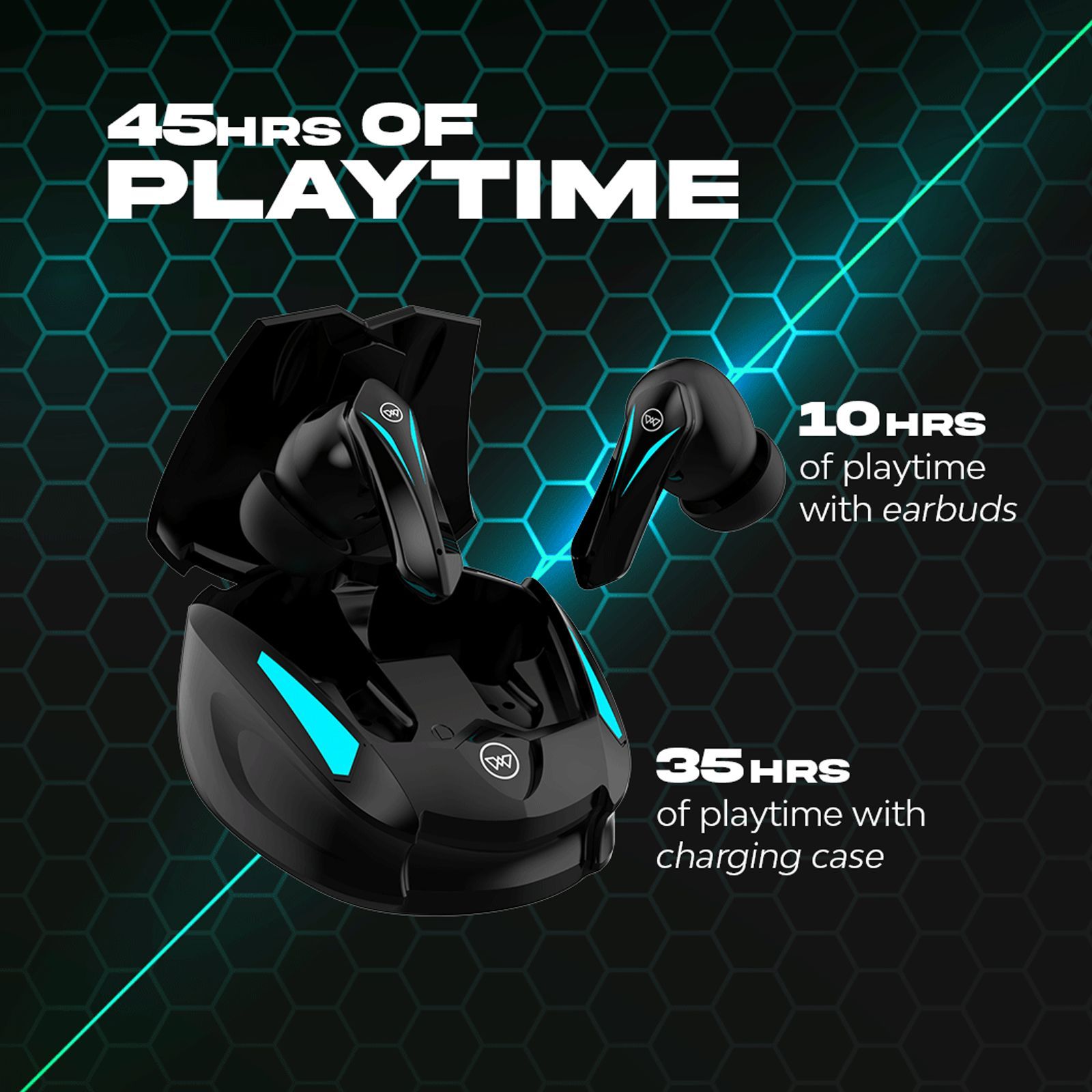 WINGS Phantom 550 TWS Earbuds with Environmental Noise Cancellation (IPX5 Water Resistant, 50ms Ultra Low Latency Game Mode, Black)_8