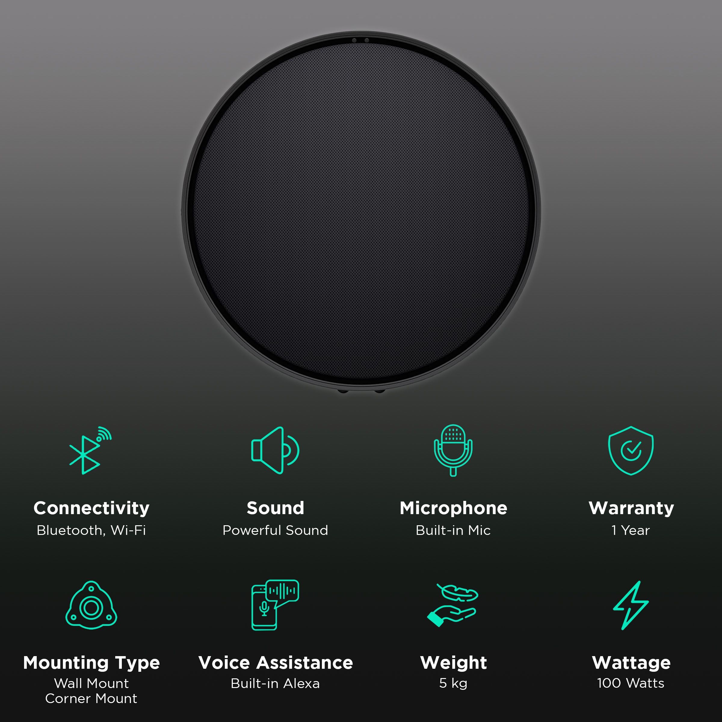 defunc Home with Built-in Alexa Smart Wi-Fi Speaker (Control Up to 32 Speakers, Black)_2