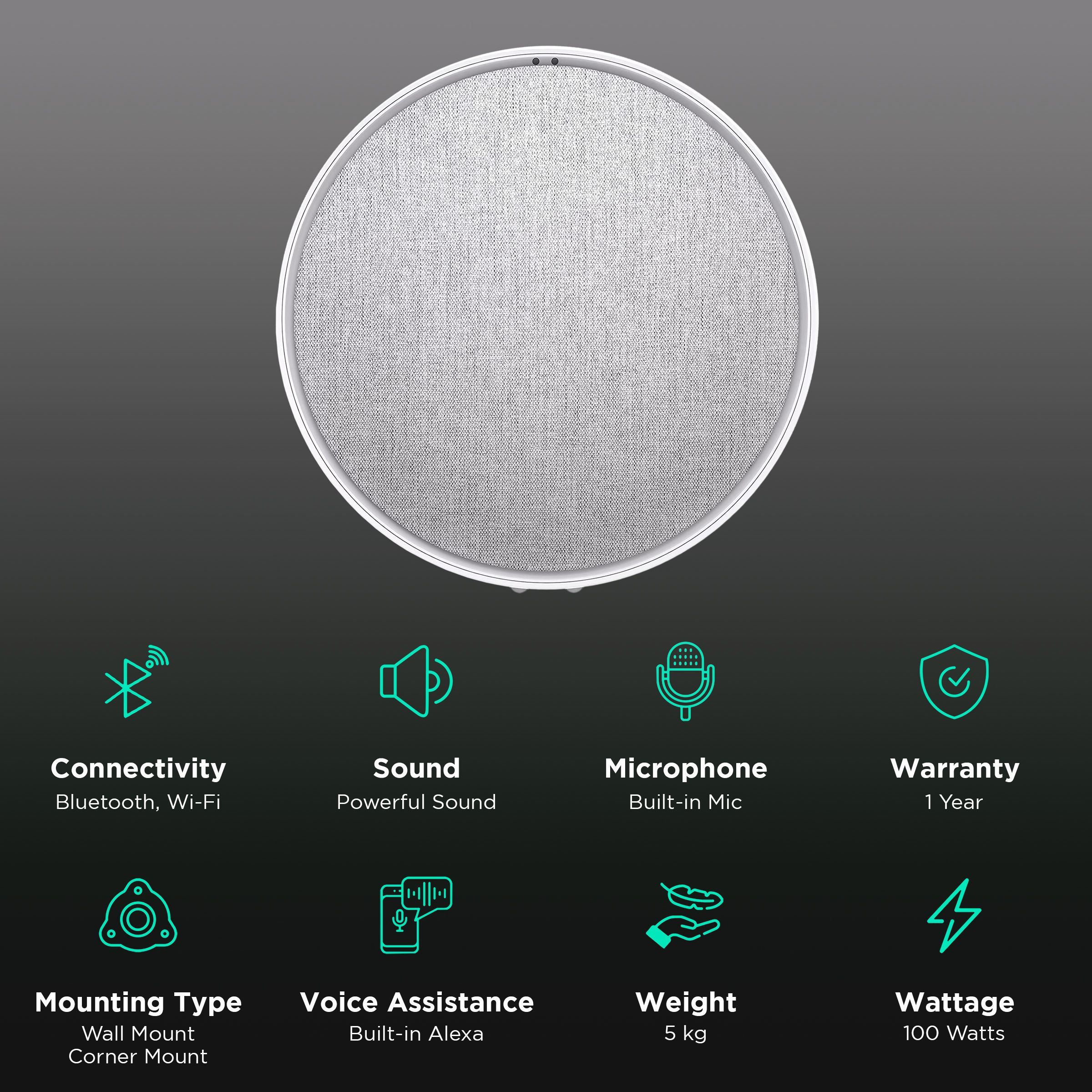 defunc Home with Built-in Alexa Smart Wi-Fi Speaker (Placement Optimised EQ, White) defunc Home with Built-in Alexa Smart Wi-Fi Speaker (Placement Optimised EQ, White)_2