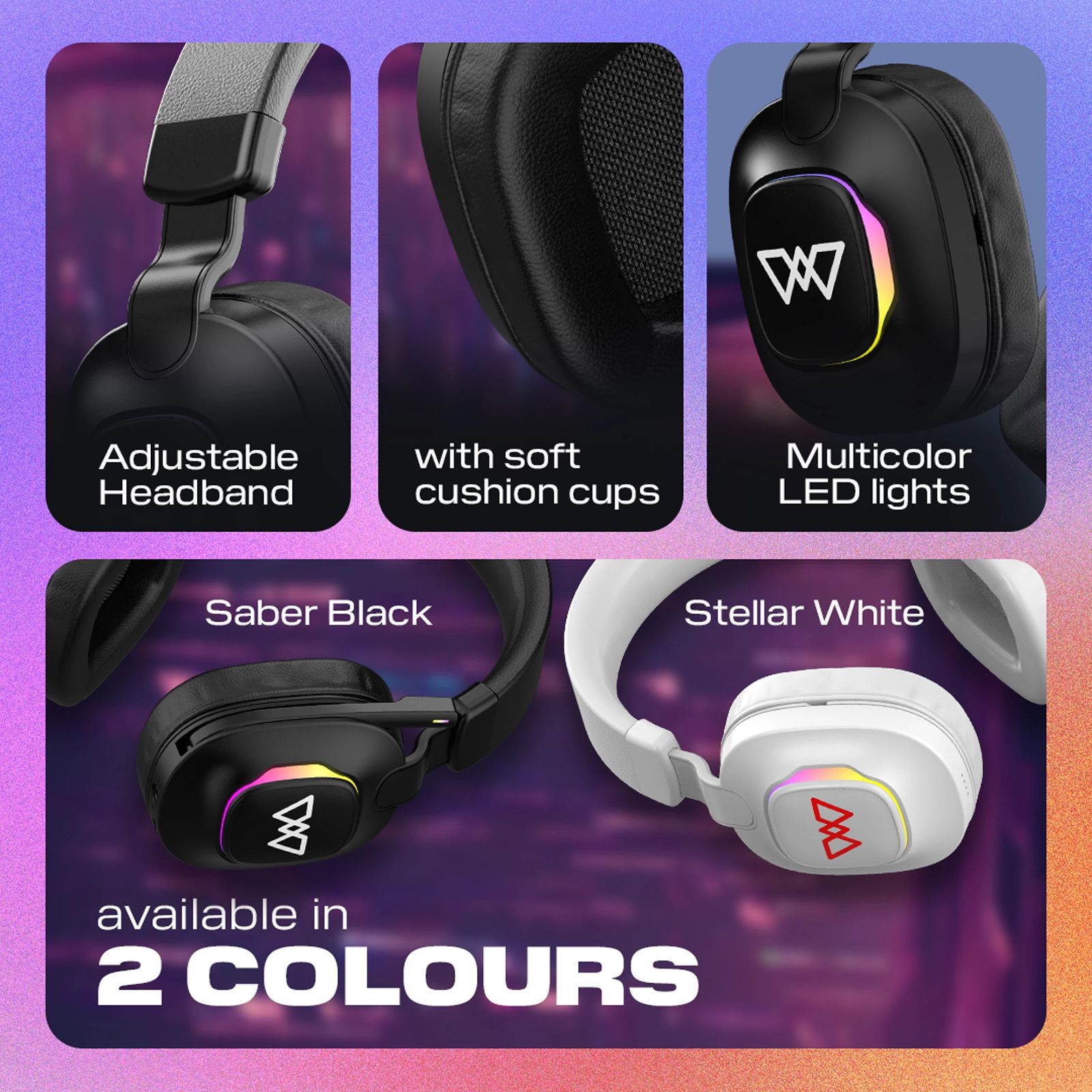 WINGS Vader 350 Bluetooth Gaming Headphone with Noise Isolation (Deep Bass with Surround Effect, Over Ear, Saber Black)_10