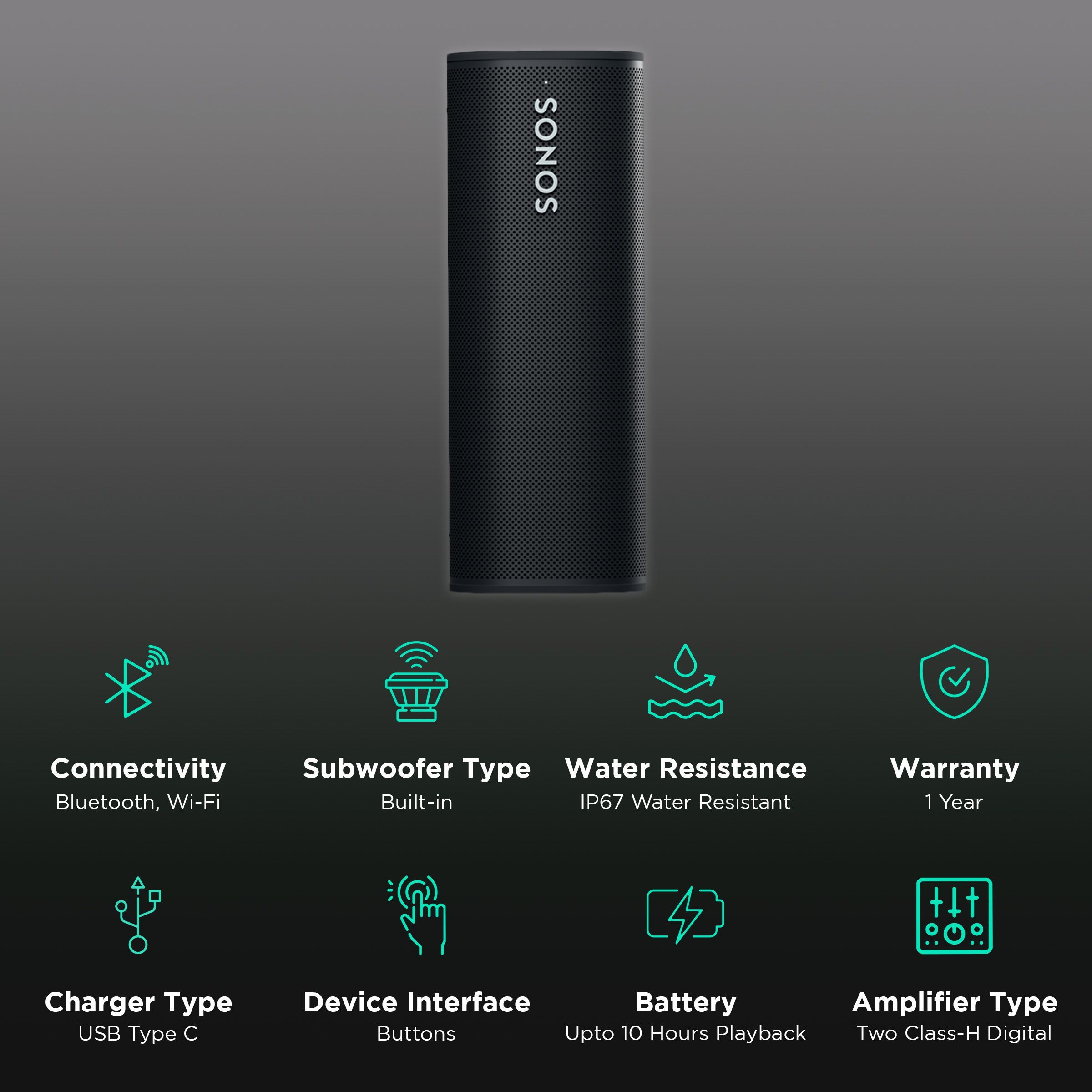 SONOS Roam SL with Alexa & Google Voice Assistant Smart Wi-Fi Speaker (IP67 Dustproof & Waterproof, Shadow Black)_2