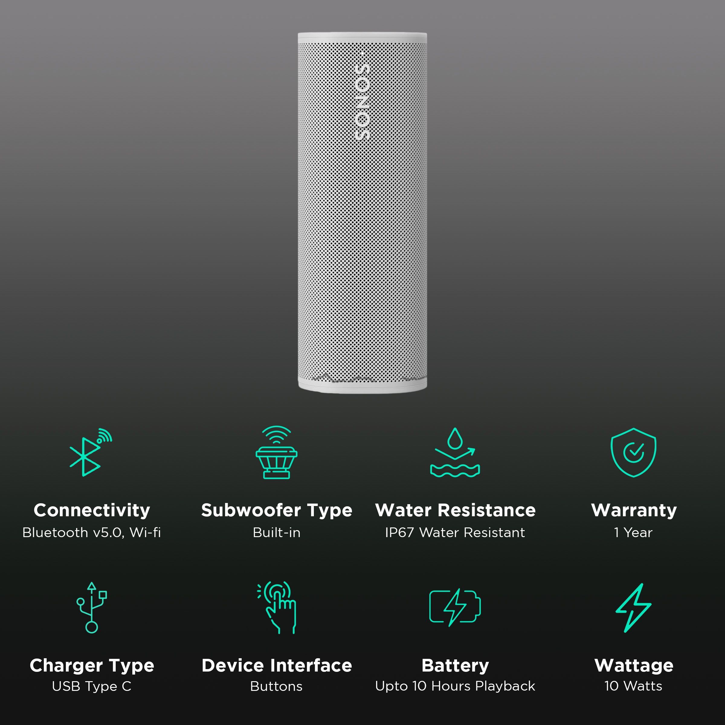 SONOS Roam SL with Alexa & Google Voice Assistant Smart Wi-Fi Speaker (IP67 Dustproof & Waterproof, Lunar White) SONOS Roam SL with Alexa & Google Voice Assistant Smart Wi-Fi Speaker (IP67 Dustproof & Waterproof, Lunar White)_2