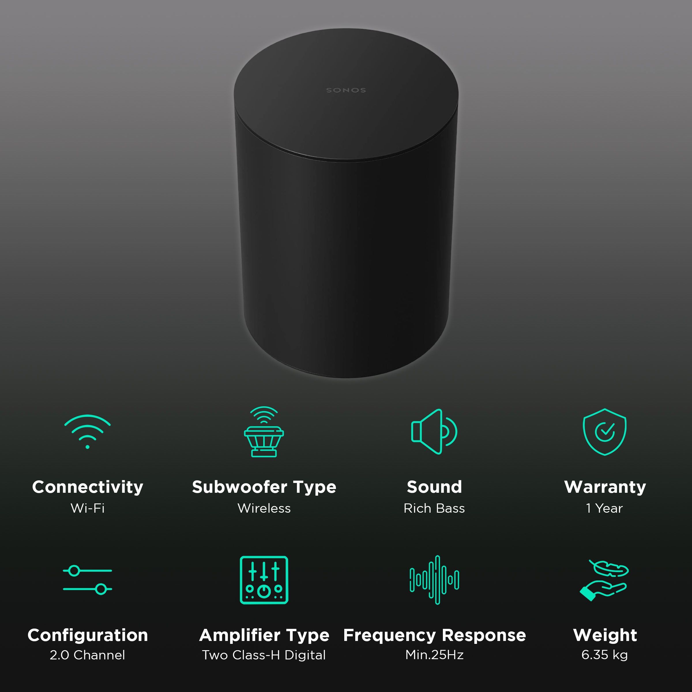 SONOS Sub Mini 2.0 Channel Smart Subwoofer (Wi-Fi, Black) SONOS Sub Mini 2.0 Channel Smart Subwoofer (Wi-Fi, Black)_2