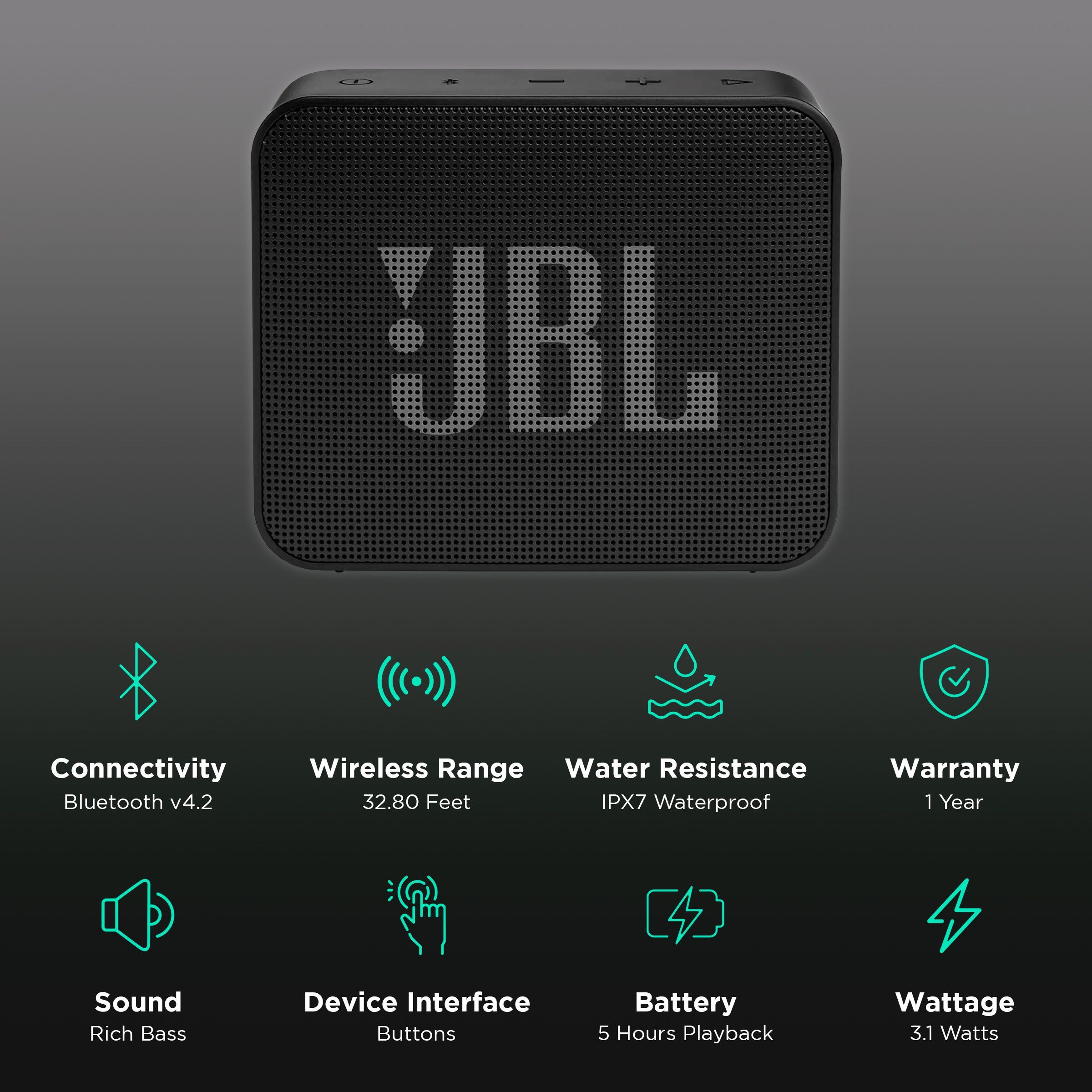 JBL Go Essential 3.1W Portable Bluetooth Speaker (IPX7 Water Proof, Rich Bass, Mono Channel, Black)_2