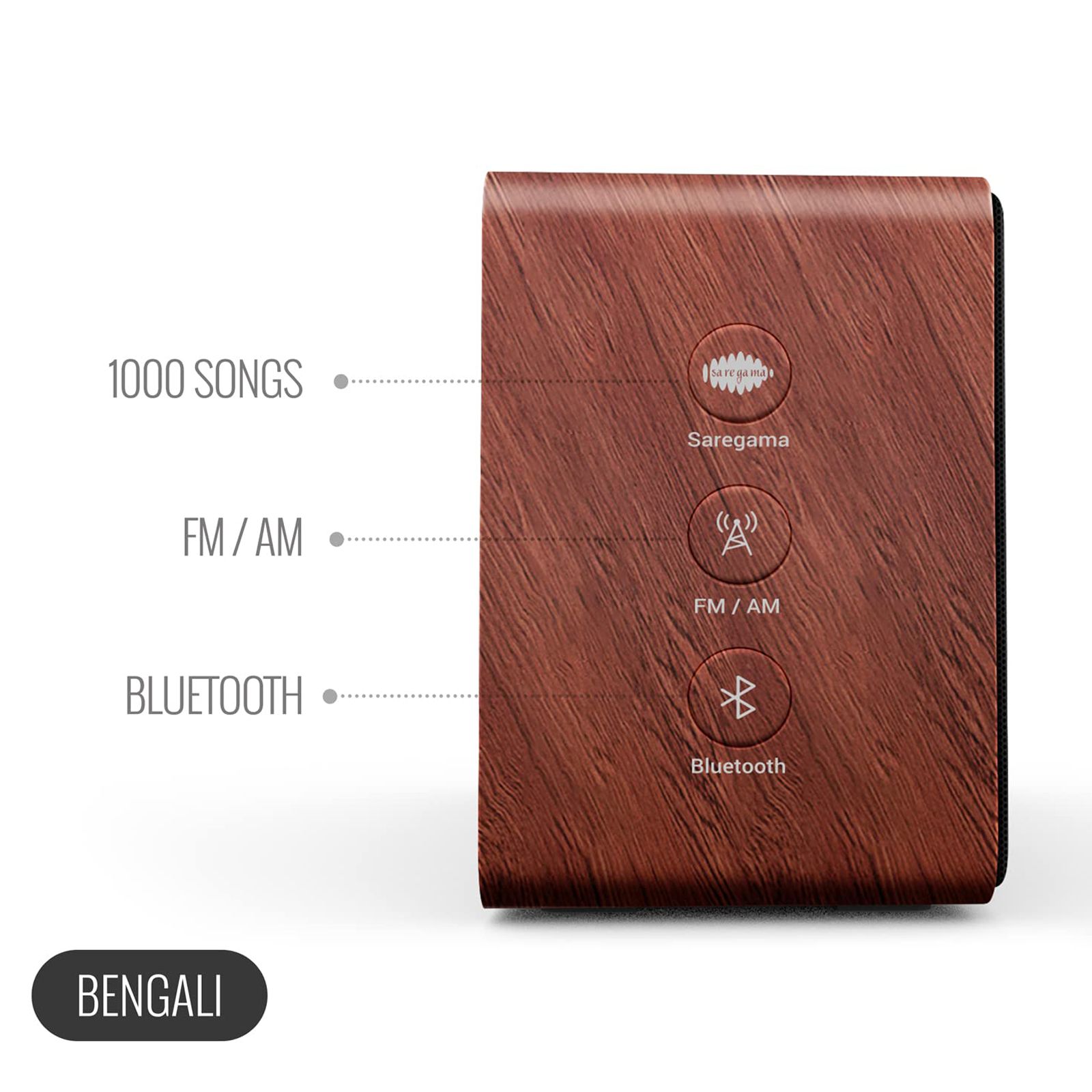 SAREGAMA Carvaan Mini Plus 10W Portable Bluetooth Speaker (1000 Evergreen Bengali Songs, Vintage Brown)_8