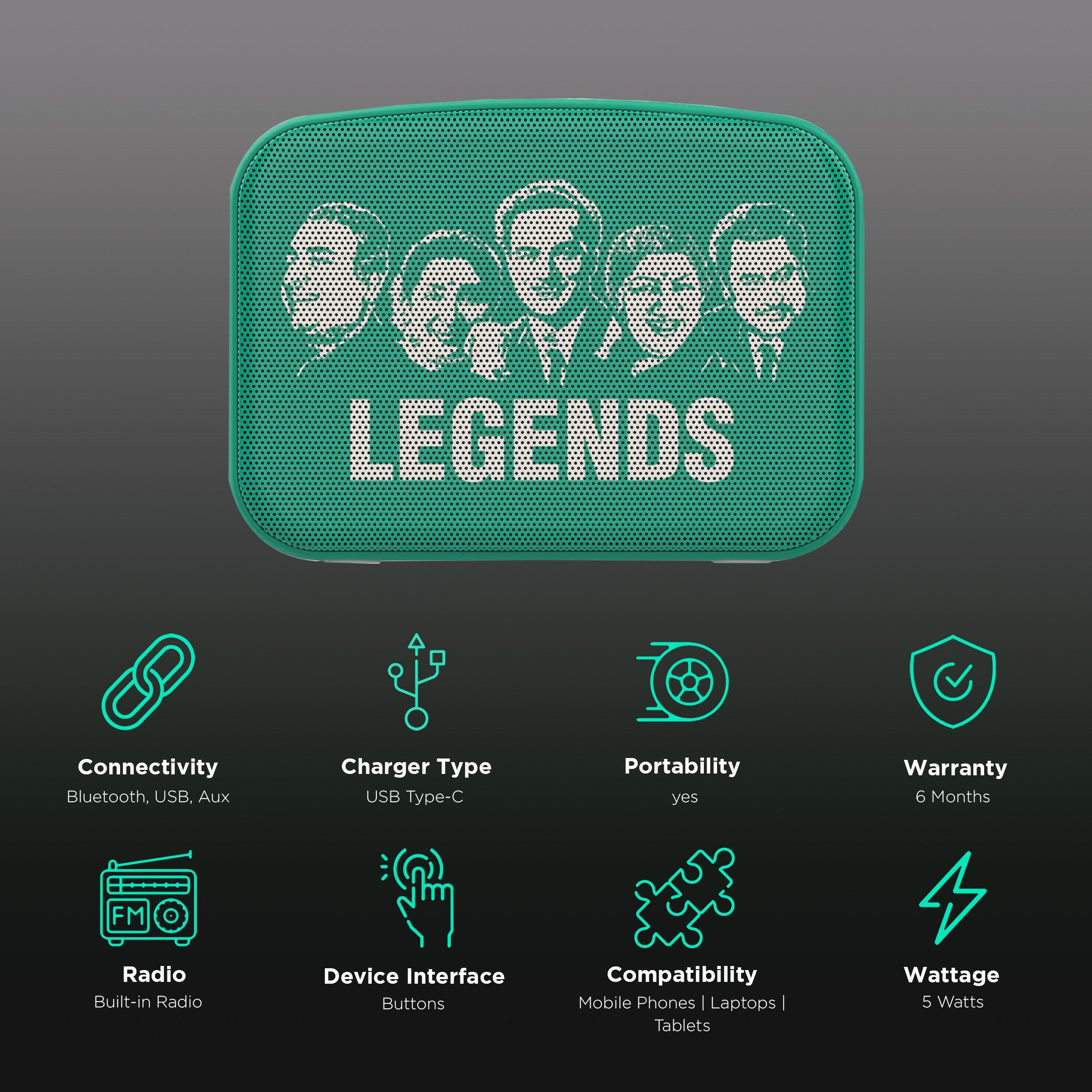 SAREGAMA Carvaan Mini POP 5W Portable Bluetooth Speaker (401 Pre Loaded Retro Songs, Stereo Channel, Forest Green)_2