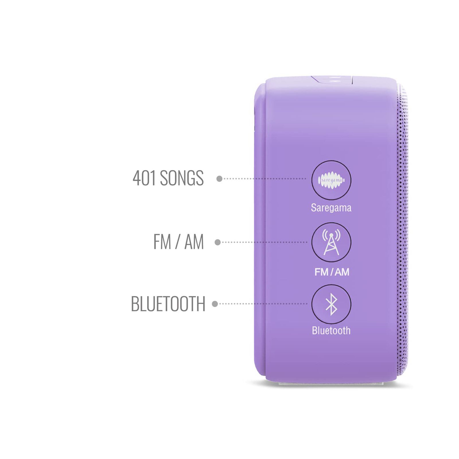 SAREGAMA Carvaan Mini 2.0 POP 5W Portable Bluetooth Speaker (401 Pre Loaded Retro Songs, Orchid Purple)_6