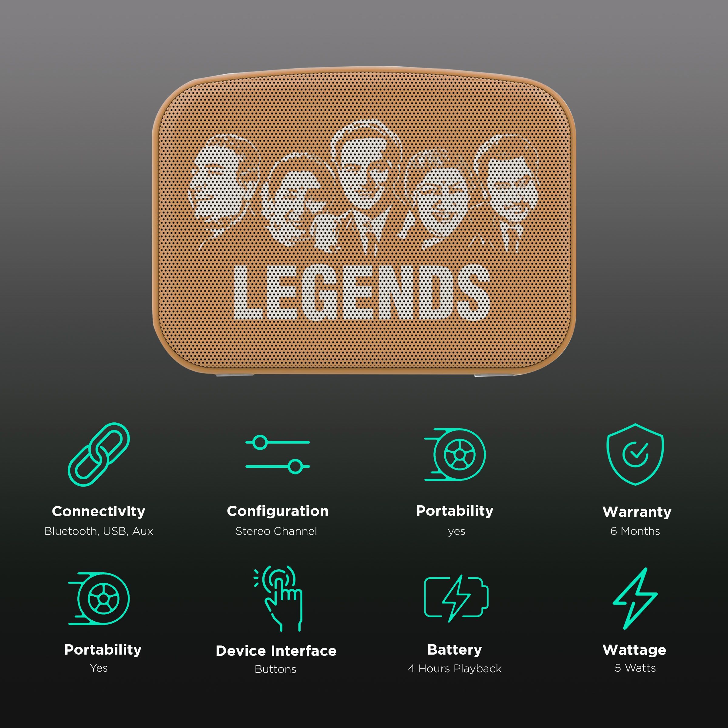 SAREGAMA Carvaan Mini POP 5W Portable Bluetooth Speaker (401 Retro Songs, Chocolate Brown)_2