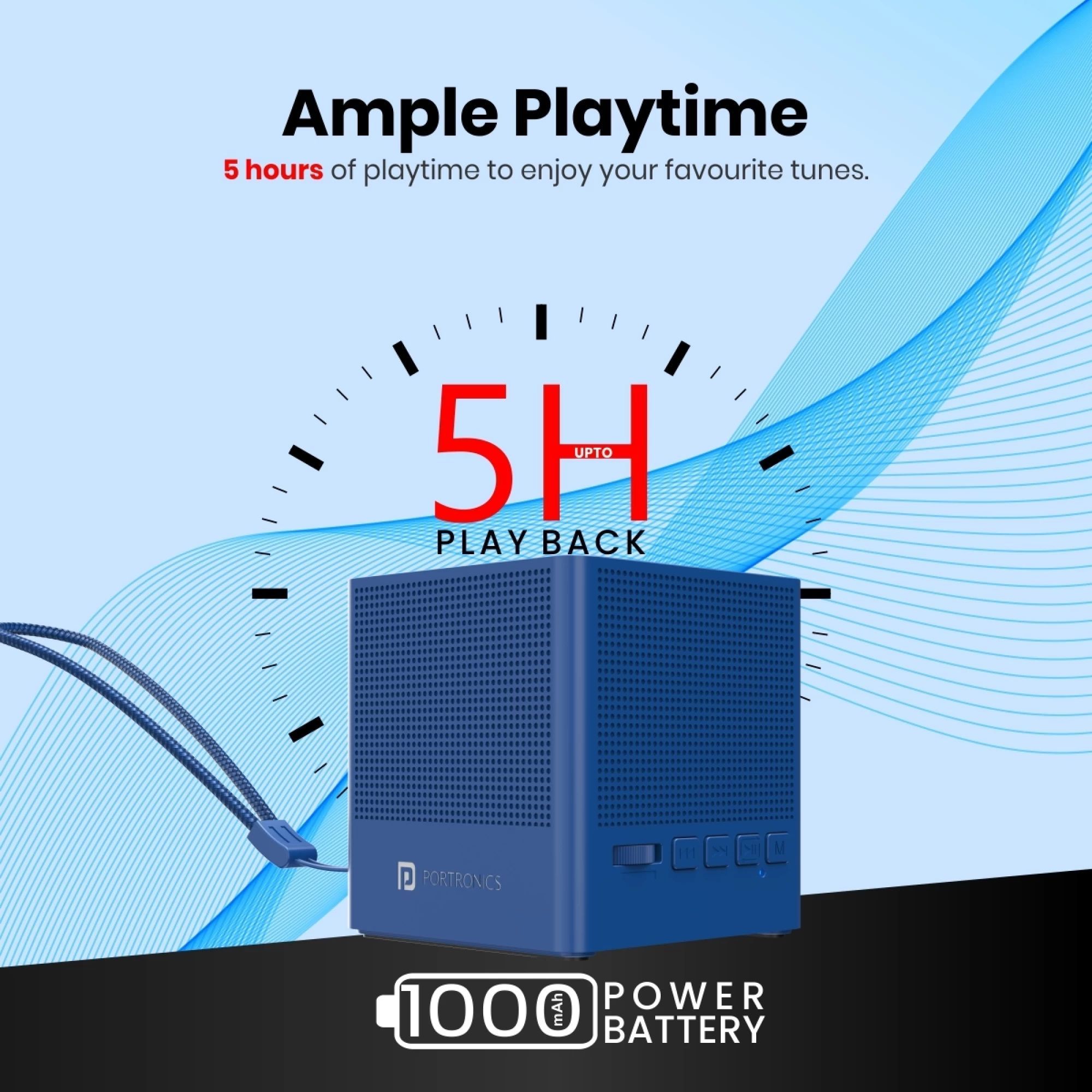 PORTRONICS Bounce 2 5W Portable Bluetooth Speaker (5 Hours Playback Time, Blue) PORTRONICS Bounce 2 5W Portable Bluetooth Speaker (5 Hours Playback Time, Blue)_6