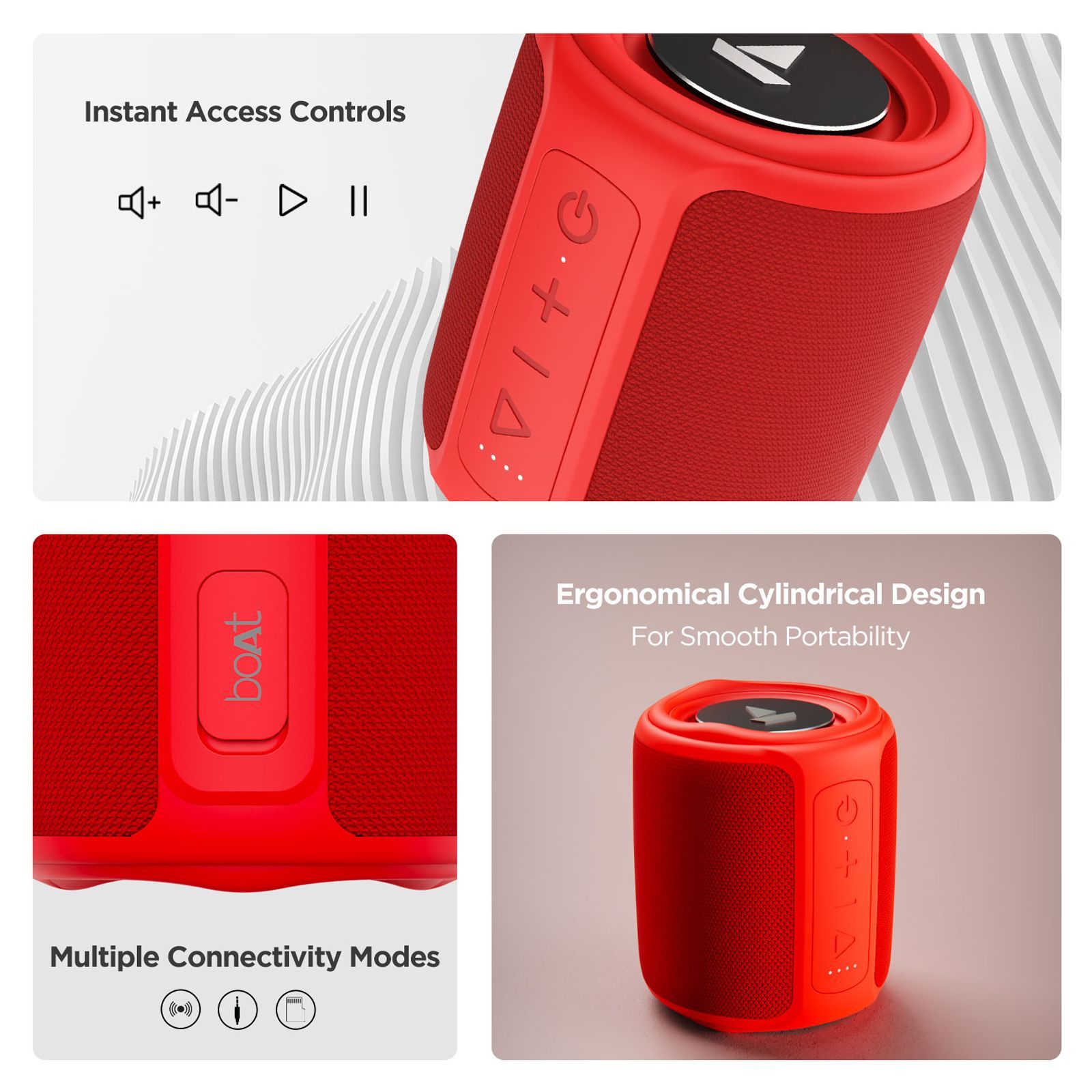 boAt Stone 358 10W Portable Bluetooth Speaker (IPX7 Water Resistant, Multi-Compatibility Modes, Stereo Channel, Rose Red) boAt Stone 358 10W Portable Bluetooth Speaker (IPX7 Water Resistant, Multi-Compatibility Modes, Stereo Channel, Rose Red)_4