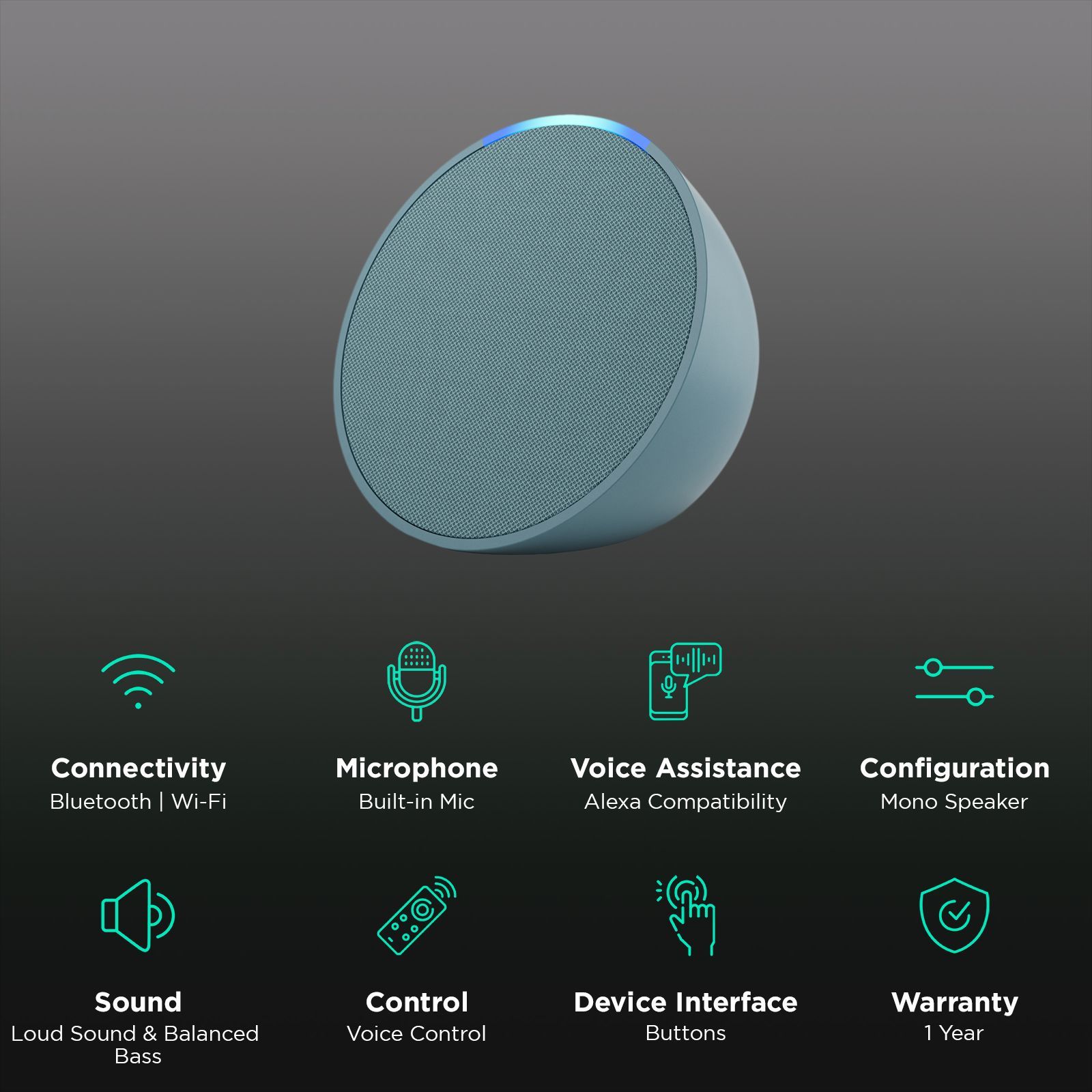 amazon Echo Pop with Built-in Alexa Smart Wi-Fi Speaker (Balanced Bass, Green)_2