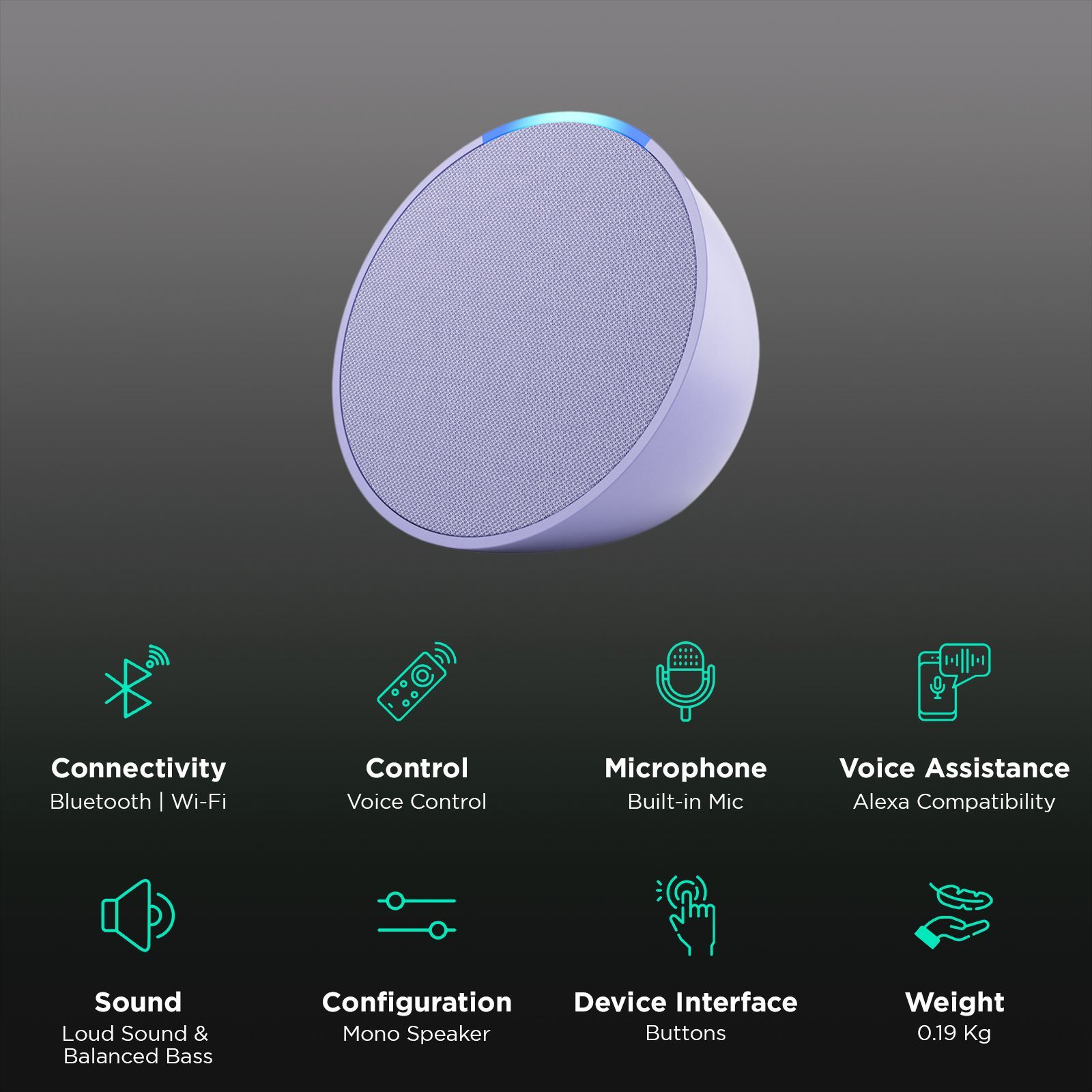 amazon Echo Pop with Built-in Alexa Smart Wi-Fi Speaker (Balanced Bass, Purple)_2