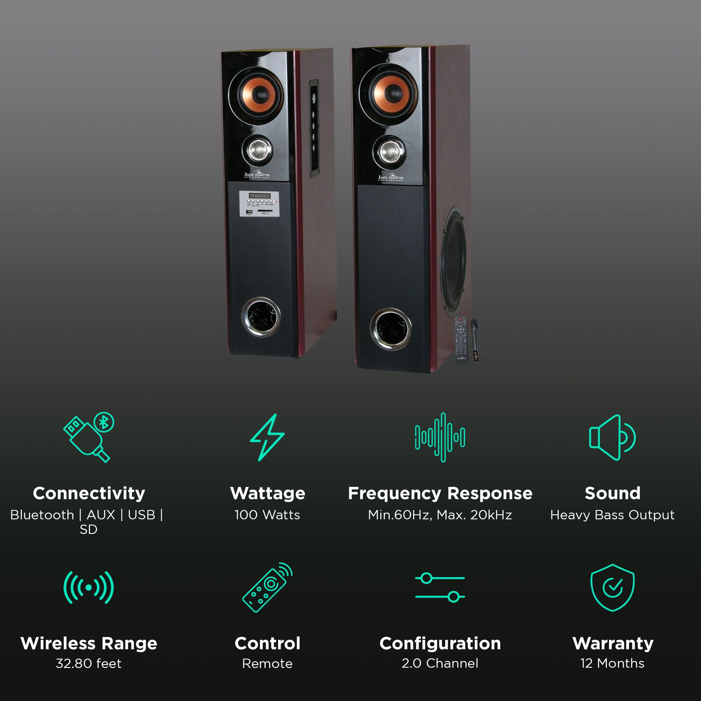 Jack Martin JM55B 100W Bluetooth Party Speaker (Super Bass, 2.0 Channel, Black) Jack Martin JM55B 100W Bluetooth Party Speaker (Super Bass, 2.0 Channel, Black)_2