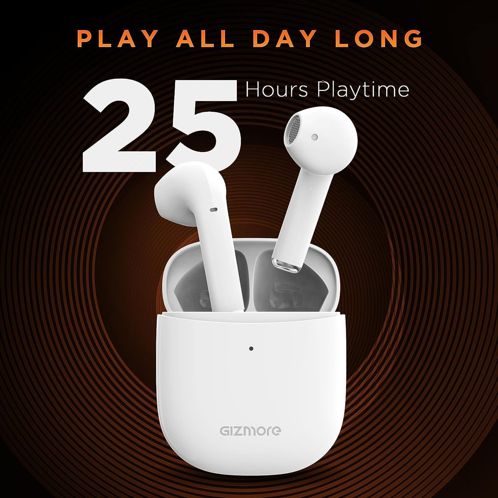 GIZmore 801 Air TWS Earbuds with Environmental Noise Cancellation (IPX4 Water Resistant, Upto 25 Hours Playback, White)_5