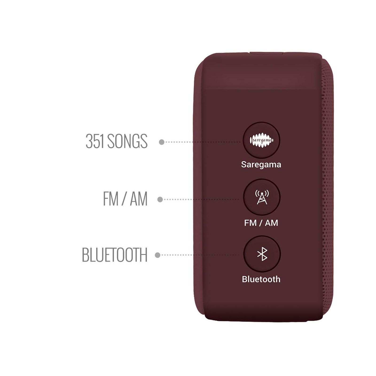 SAREGAMA Carvaan Mini 2.0 5 Watts Bengali Portable Bluetooth Speakers (351 Pre-loaded Songs, SCM04, Terracotta Brown)_6