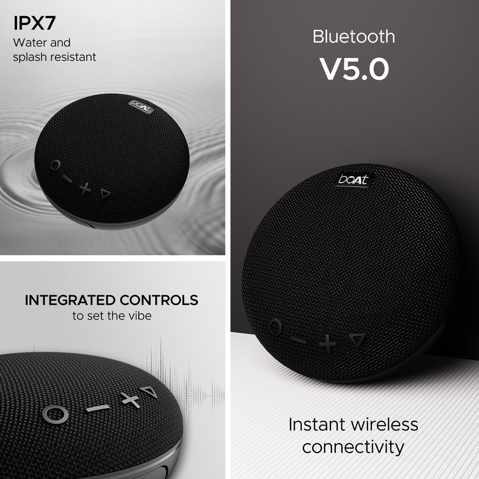 boAt Stone 193 5W Portable Bluetooth Speaker (IPX7 Water Resistant, Type - C Charging, Pitch Black) boAt Stone 193 5W Portable Bluetooth Speaker (IPX7 Water Resistant, Type - C Charging, Pitch Black)_7