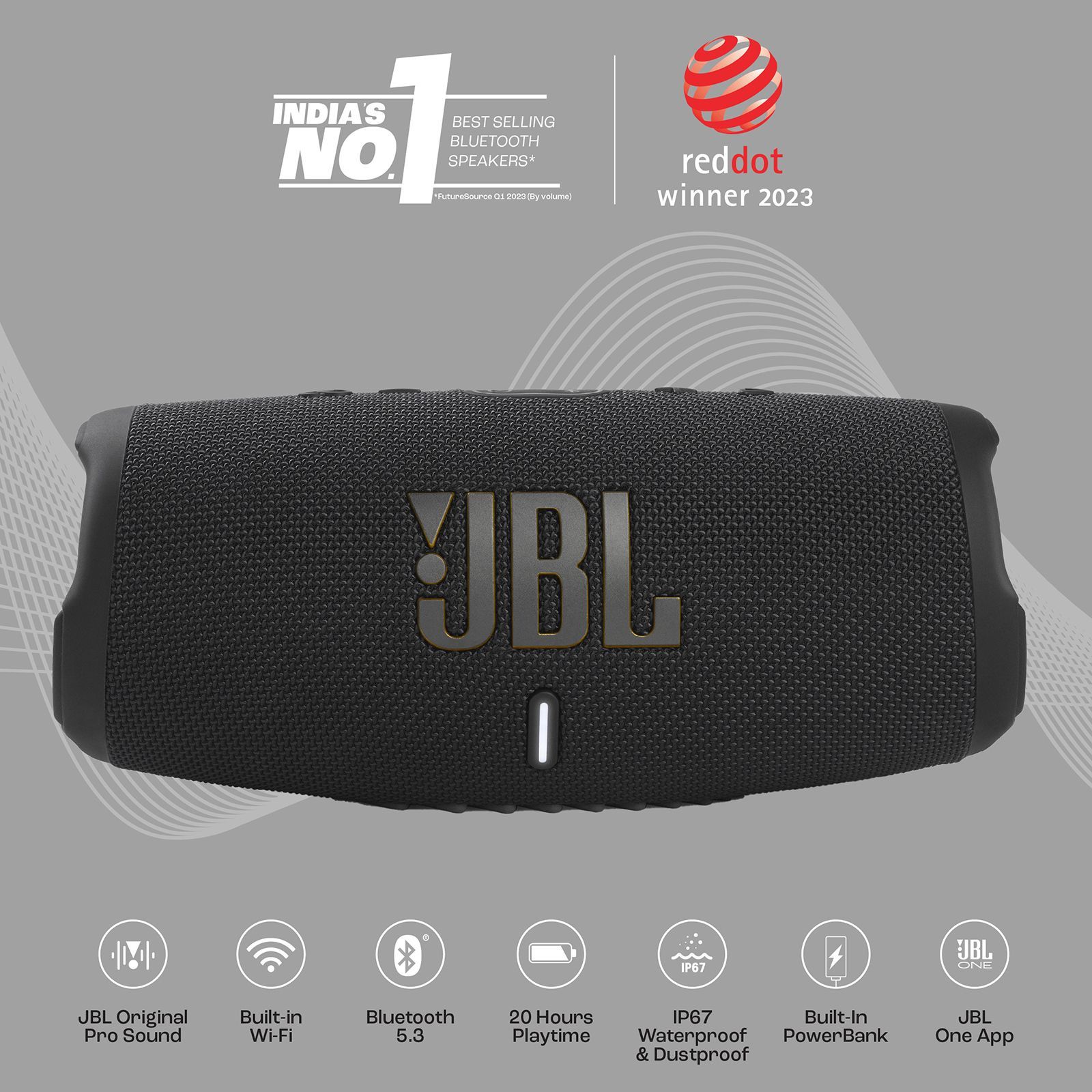 JBL Charge 5 Wi-Fi 30W Portable Bluetooth Speaker (IP67 Water Proof, 20 Hours Playback Time, Black)_8