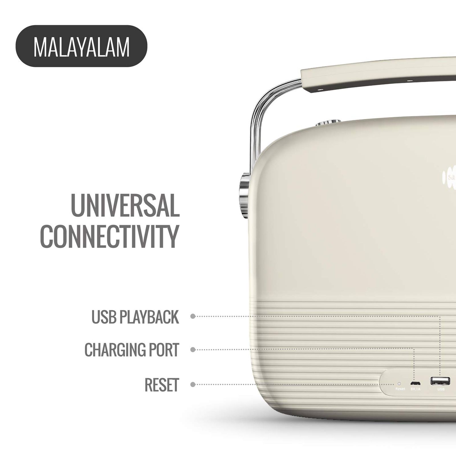 SAREGAMA Carvaan 6W Malayalam Portable Bluetooth Speaker (5000 Evergreen Songs, 2.0 Channel, Porcelain White)_13