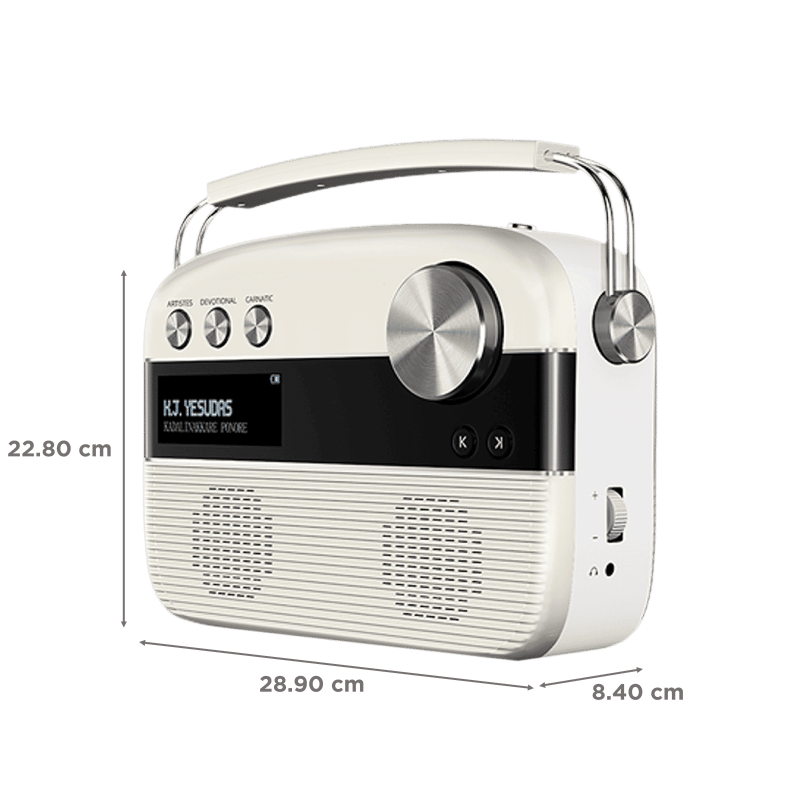 SAREGAMA Carvaan 6W Malayalam Portable Bluetooth Speaker (5000 Evergreen Songs, 2.0 Channel, Porcelain White)_2