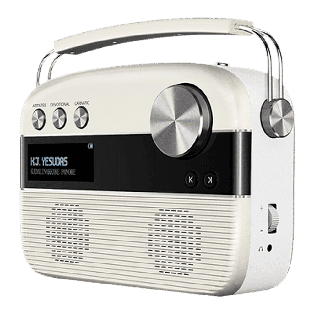 SAREGAMA Carvaan 6W Malayalam Portable Bluetooth Speaker (5000 Evergreen Songs, 2.0 Channel, Porcelain White)_3