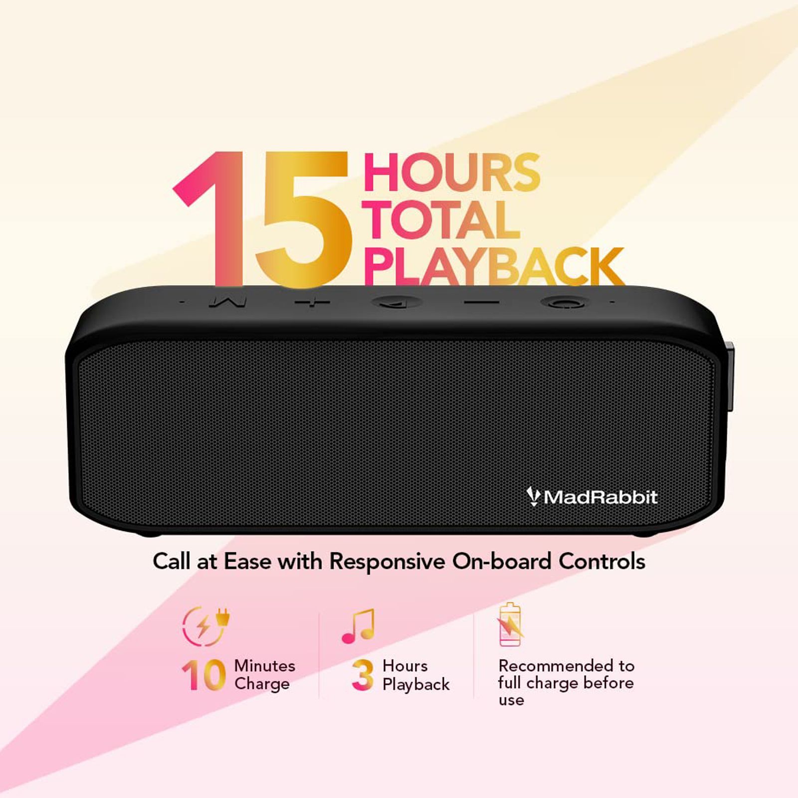 MadRabbit Sound Block 20W Portable Bluetooth Speaker (IP47 Water Resistant, Deep Bass HD Sound, 2.1 Channel, Black)_3