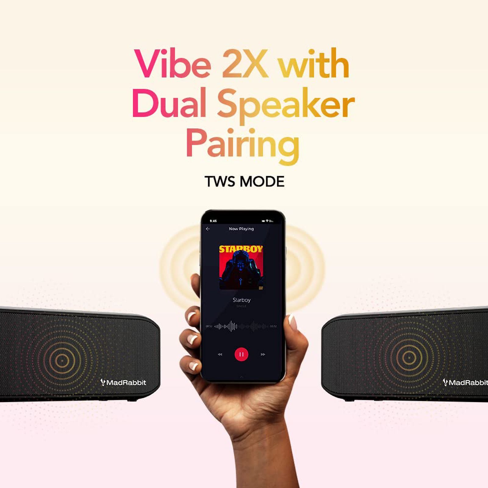 MadRabbit Sound Block 20W Portable Bluetooth Speaker (IP47 Water Resistant, Deep Bass HD Sound, 2.1 Channel, Black)_4