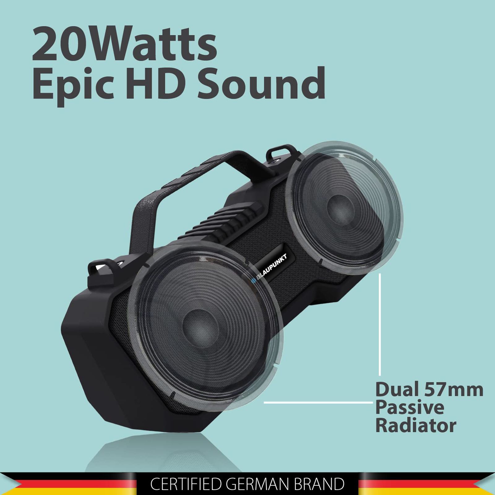 Blaupunkt Atomik BB20 20W Bluetooth Party Speaker with Mic (Karaoke Ready, 2.0 Channel, Black)_7